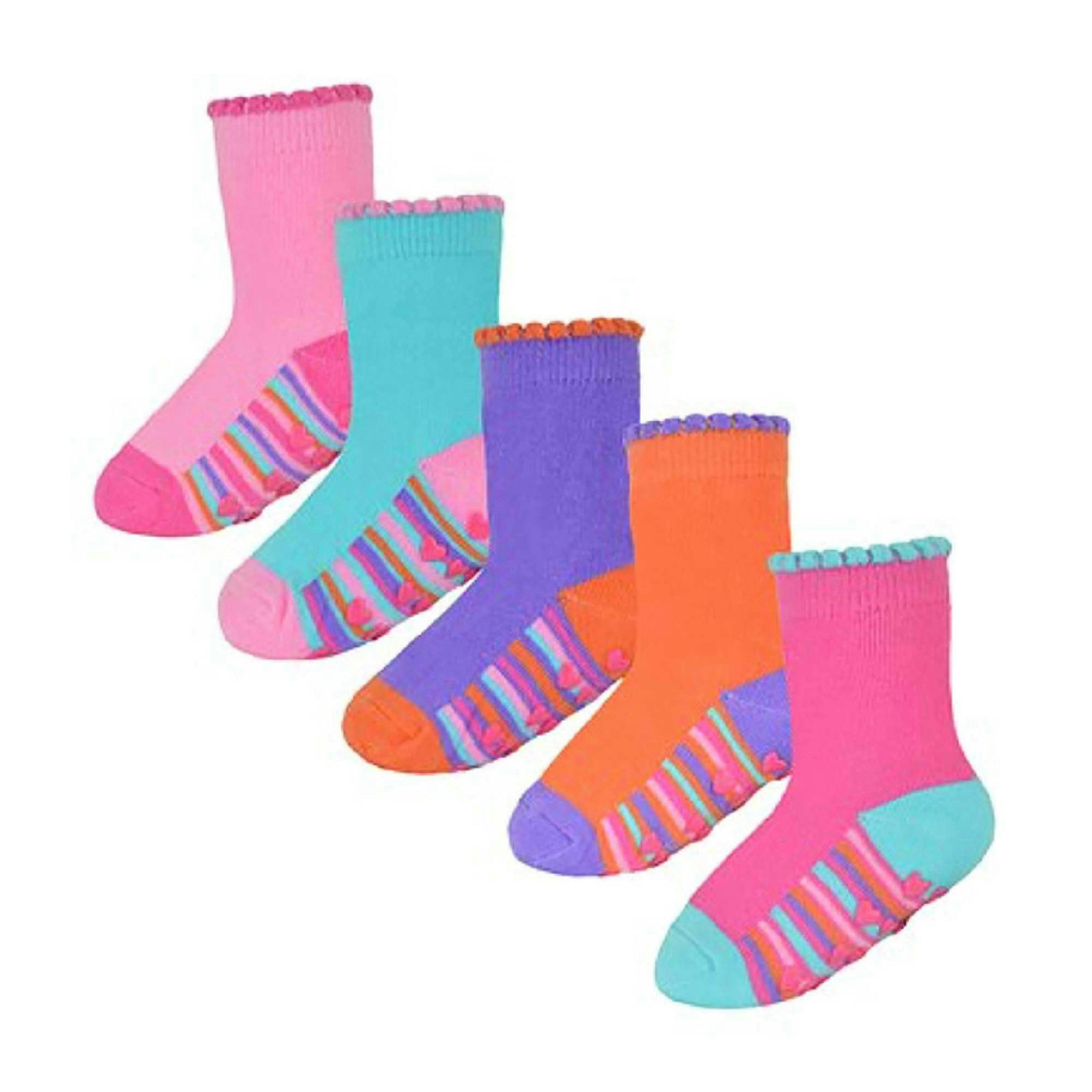 10 Pack Baby Girl Soft Cotton Colorful Non Slip Heel & Toe Socks , view 2 of 4