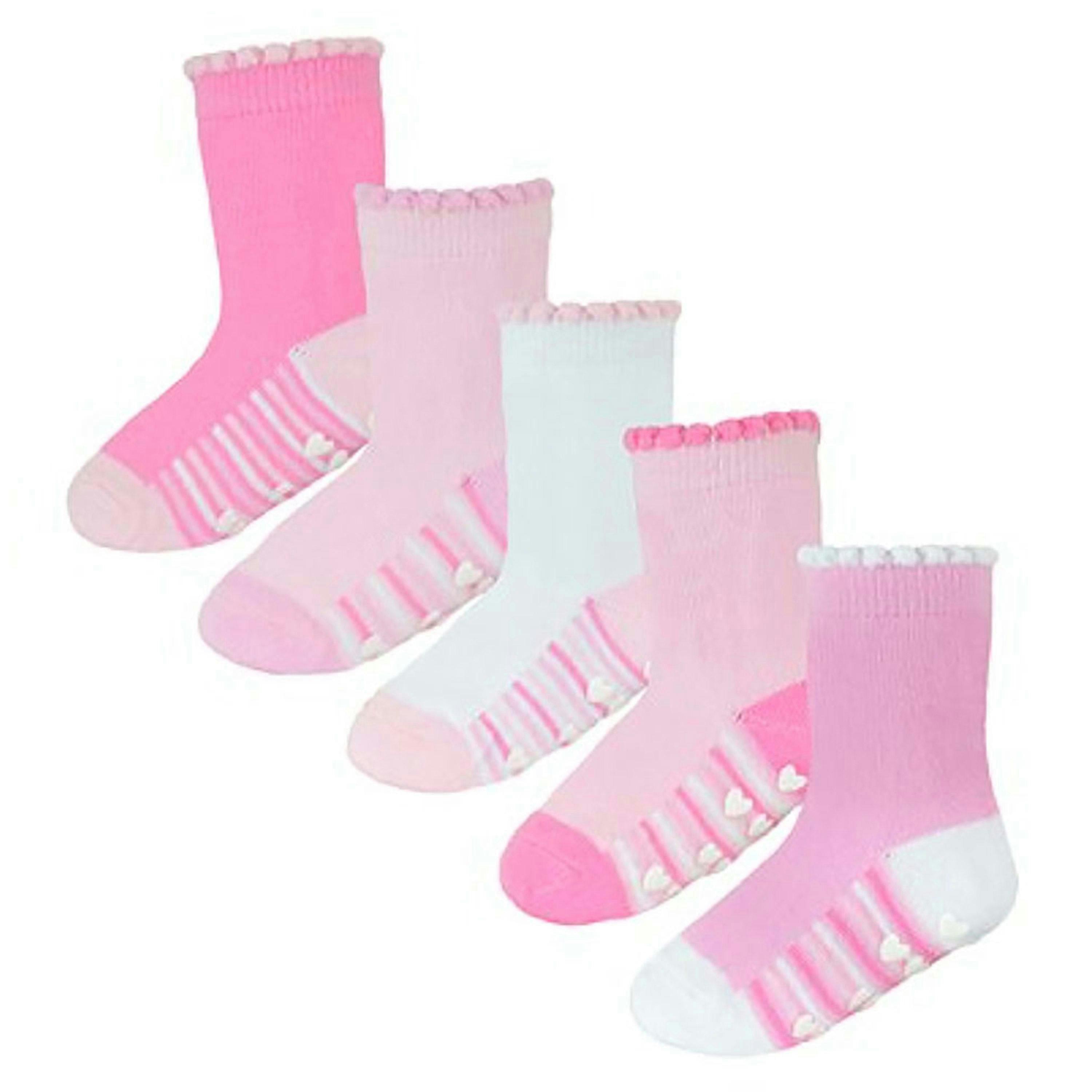 10 Pack Baby Girl Soft Cotton Colorful Non Slip Heel & Toe Socks , view 3 of 4