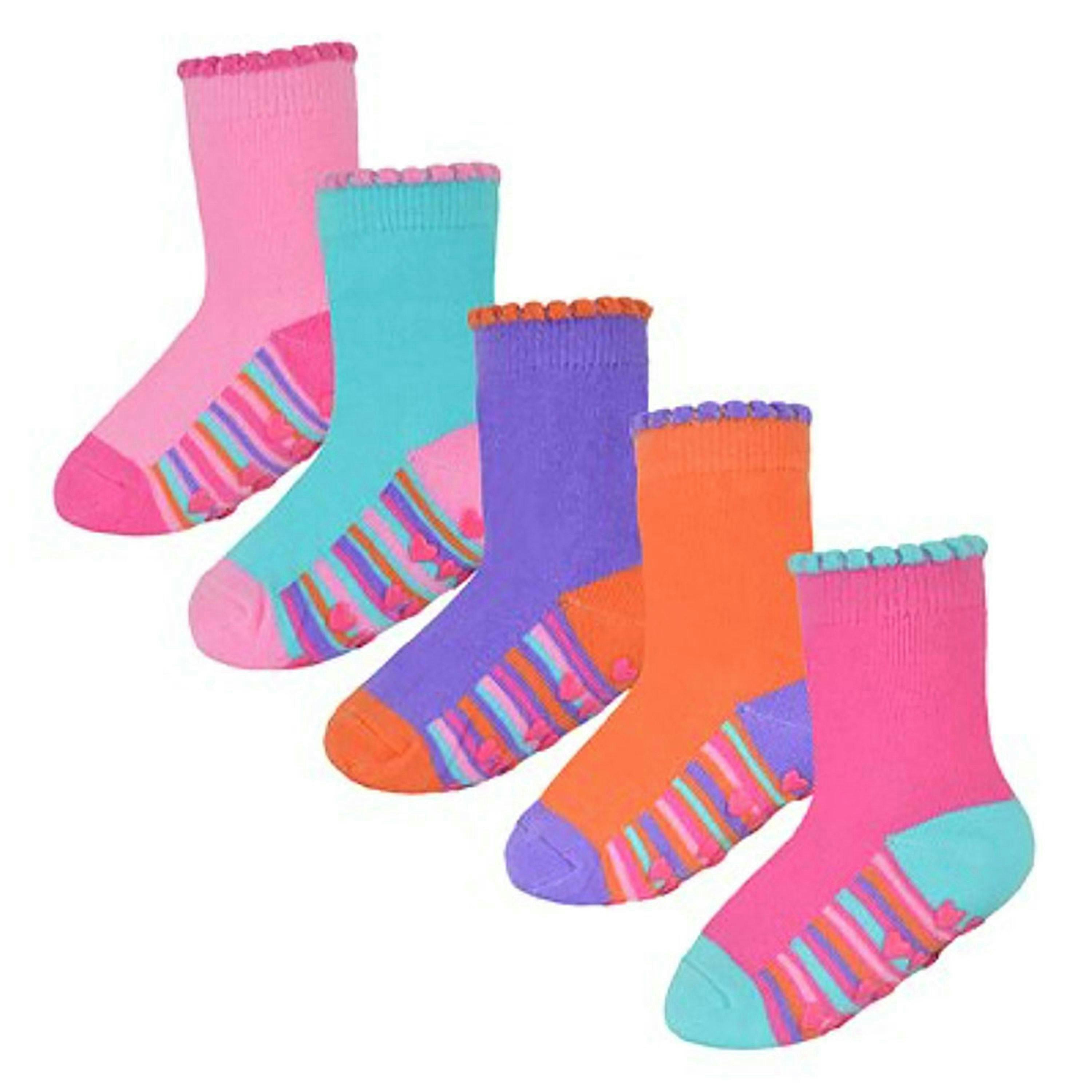10 Pack Baby Girl Soft Cotton Colorful Non Slip Heel & Toe Socks , view 4 of 4