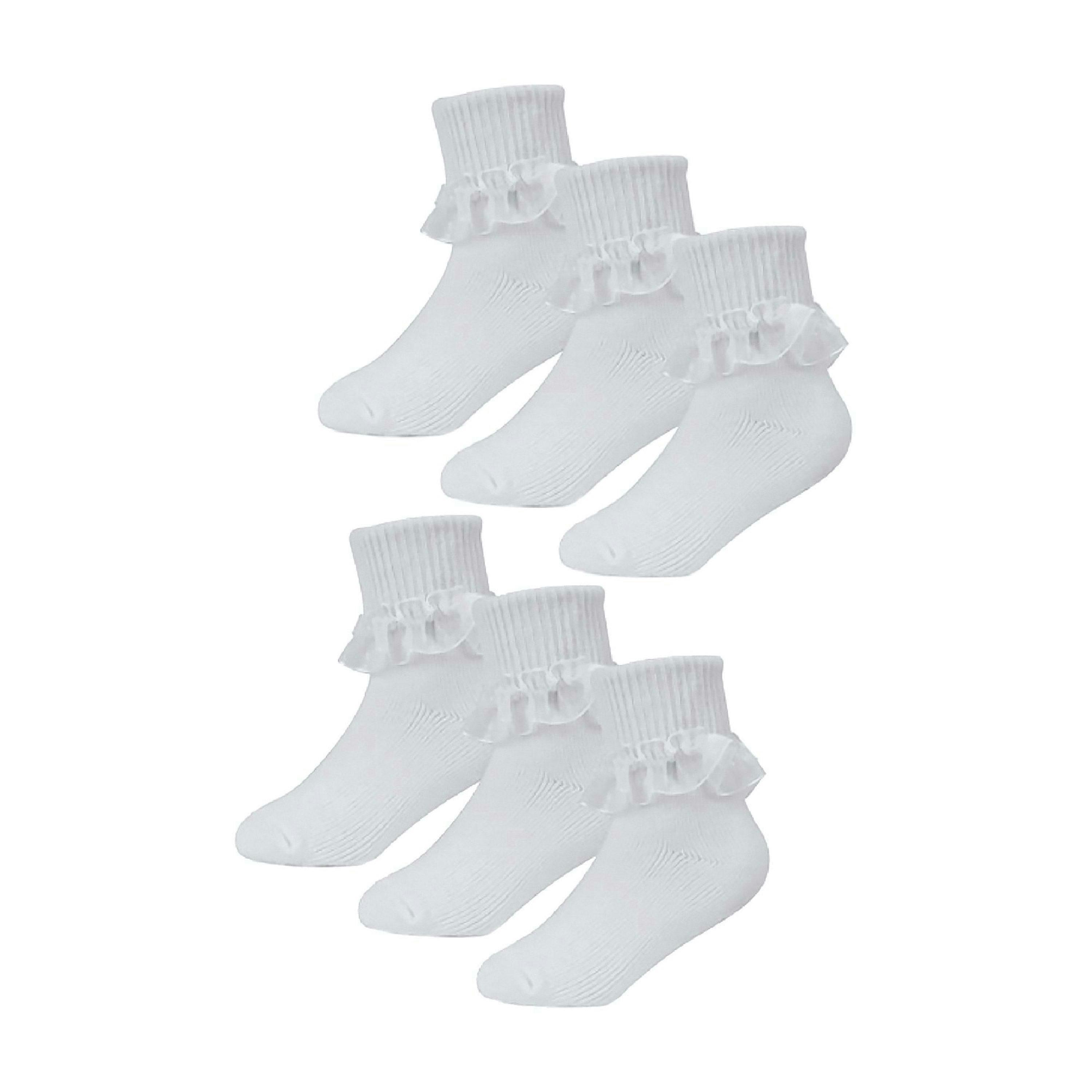 6 Pack Baby Girl Soft Cotton Rich Frilly Lace Socks , view 1 of 3