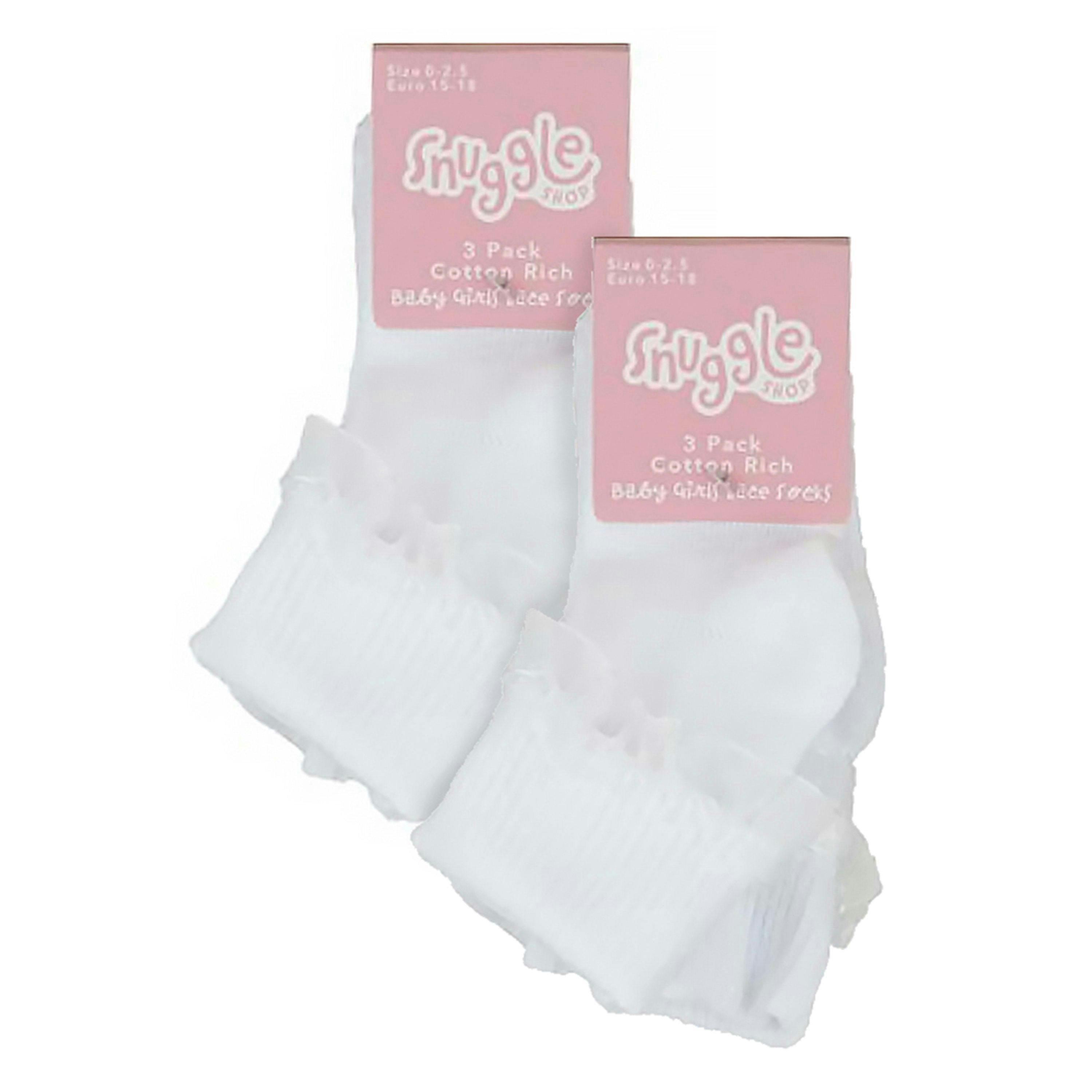 6 Pack Baby Girl Soft Cotton Rich Frilly Lace Socks , view 2 of 3