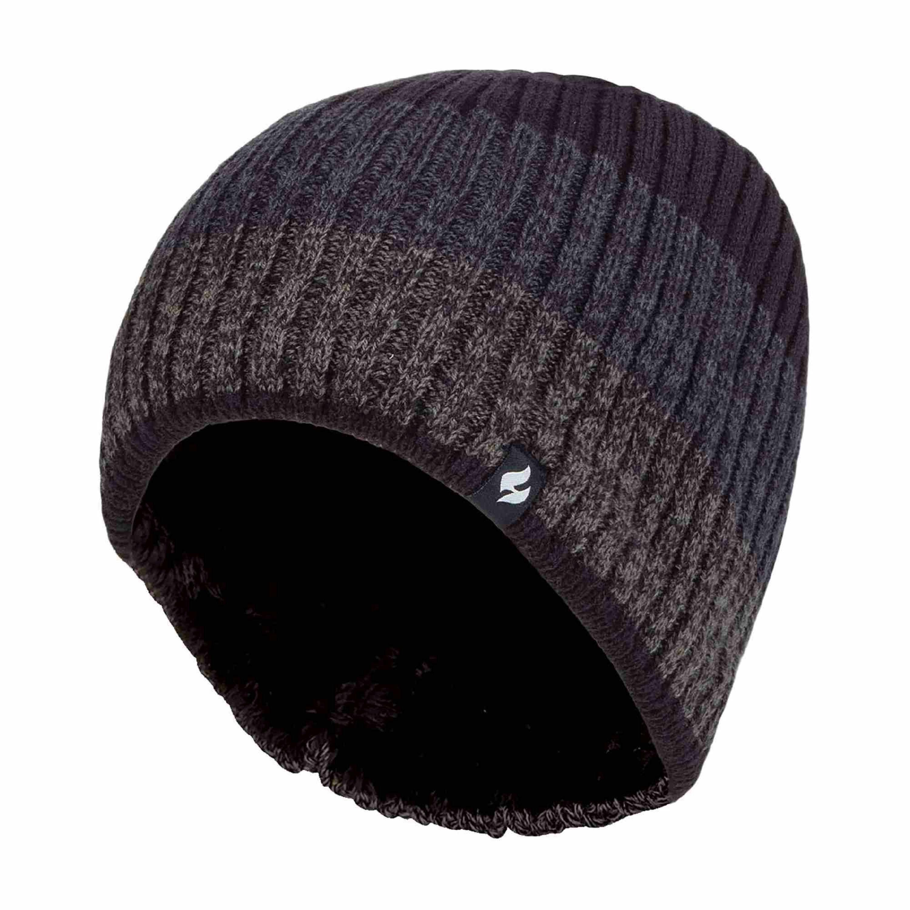 Mens Fleece Lined Striped Insulated Thermal Beanie Hat for Winter , view 1 of 5