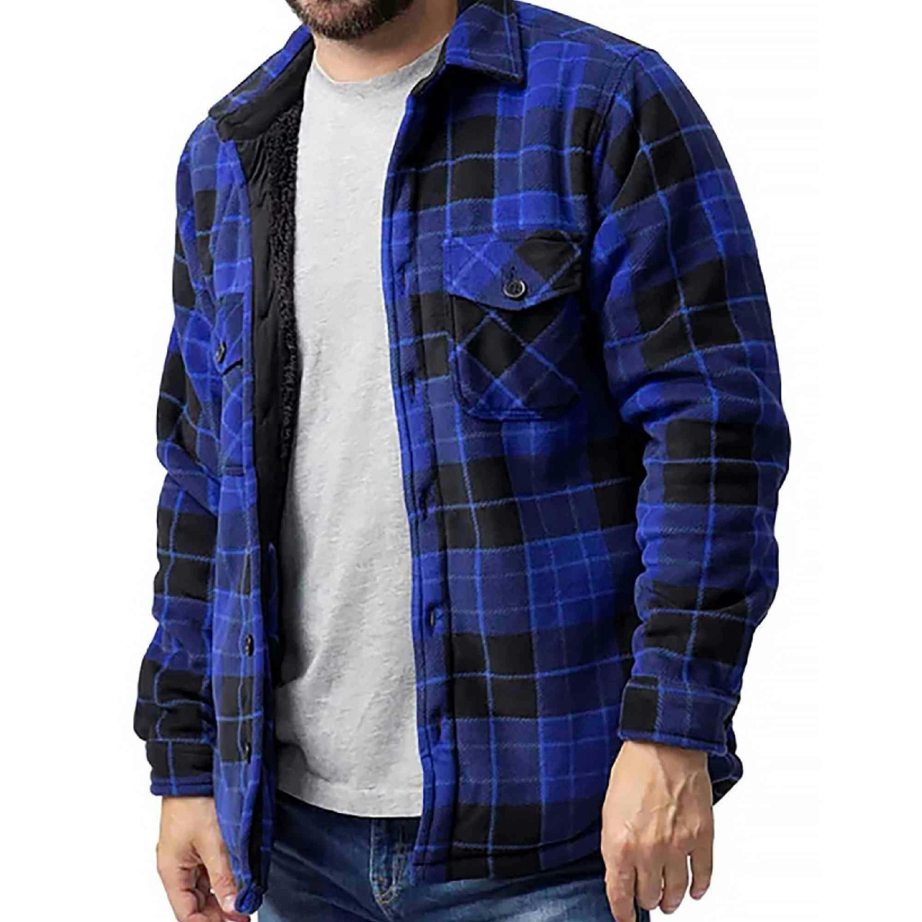 Mens Quilted Plaid Pattern Thermal Long Sleeve Winter Jacket , view 2 of 5