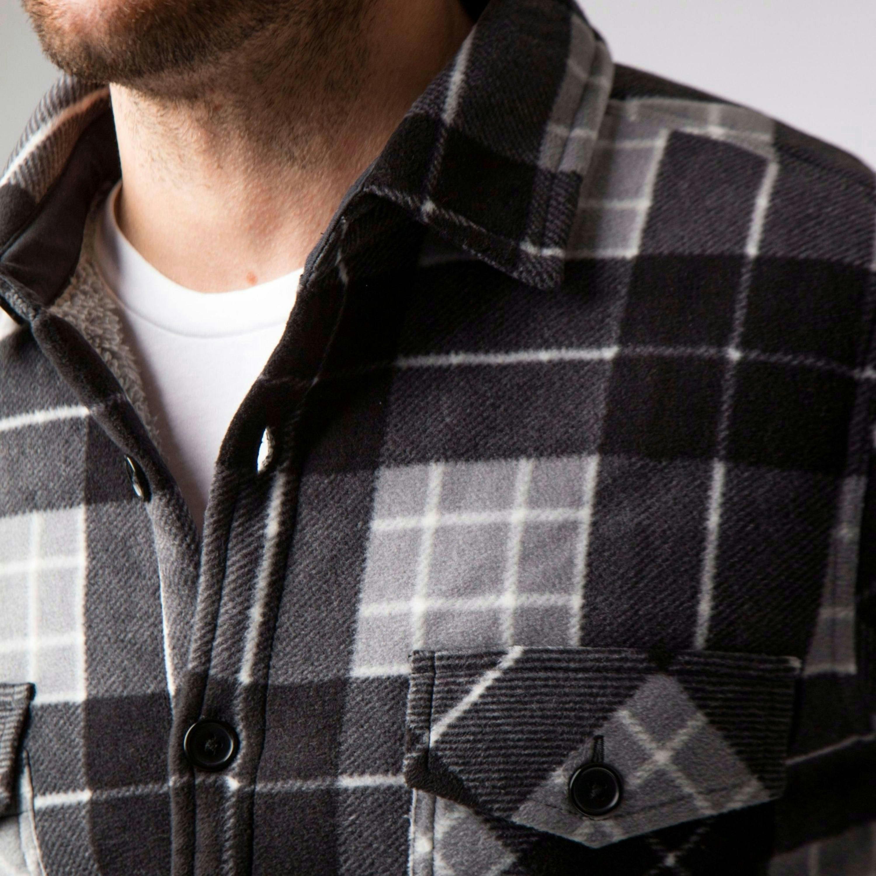 Mens Quilted Plaid Pattern Thermal Long Sleeve Winter Jacket , view 5 of 5