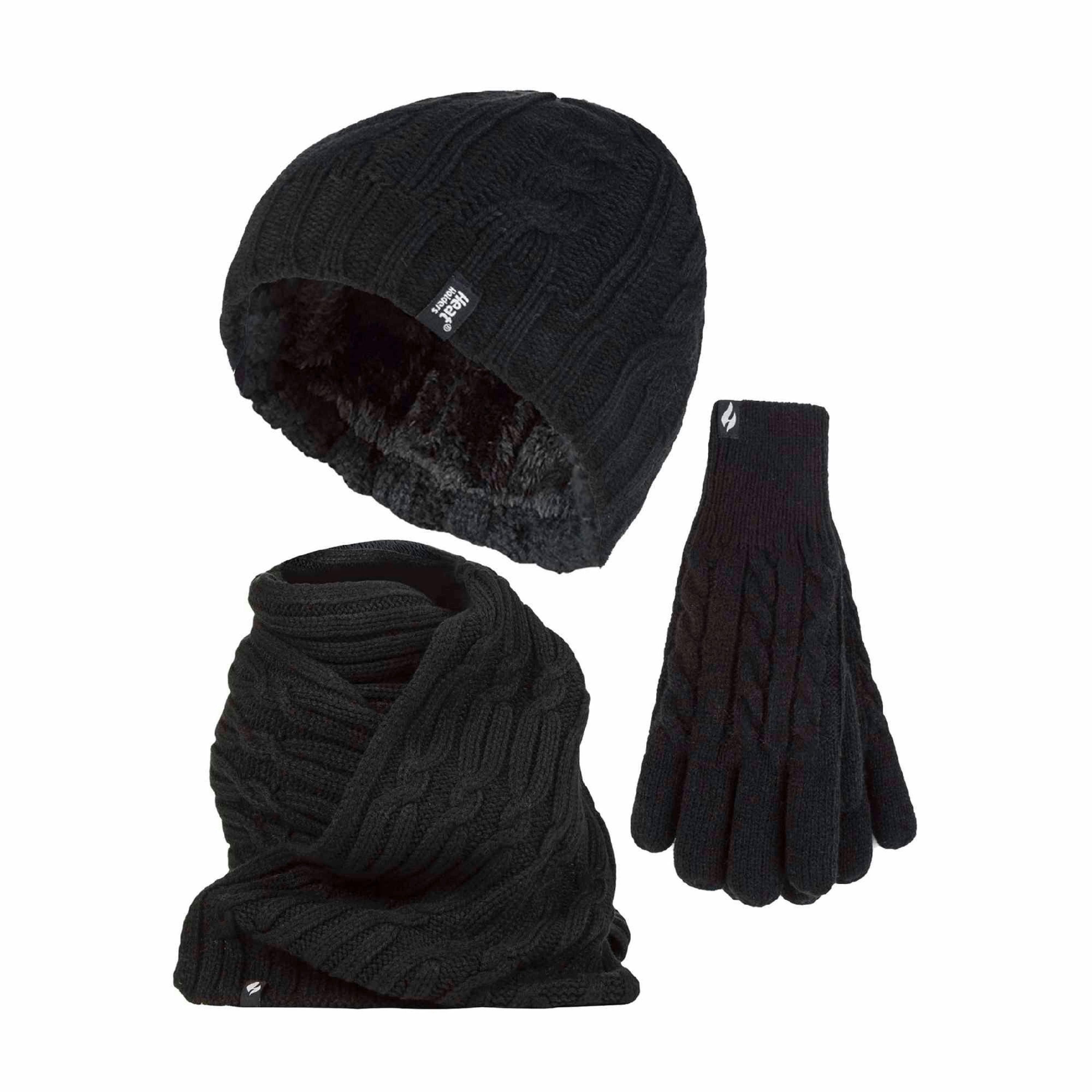 Ladies Knitted Thermal Hat Scarf & Gloves Set for Cold Weather , view 1 of 5