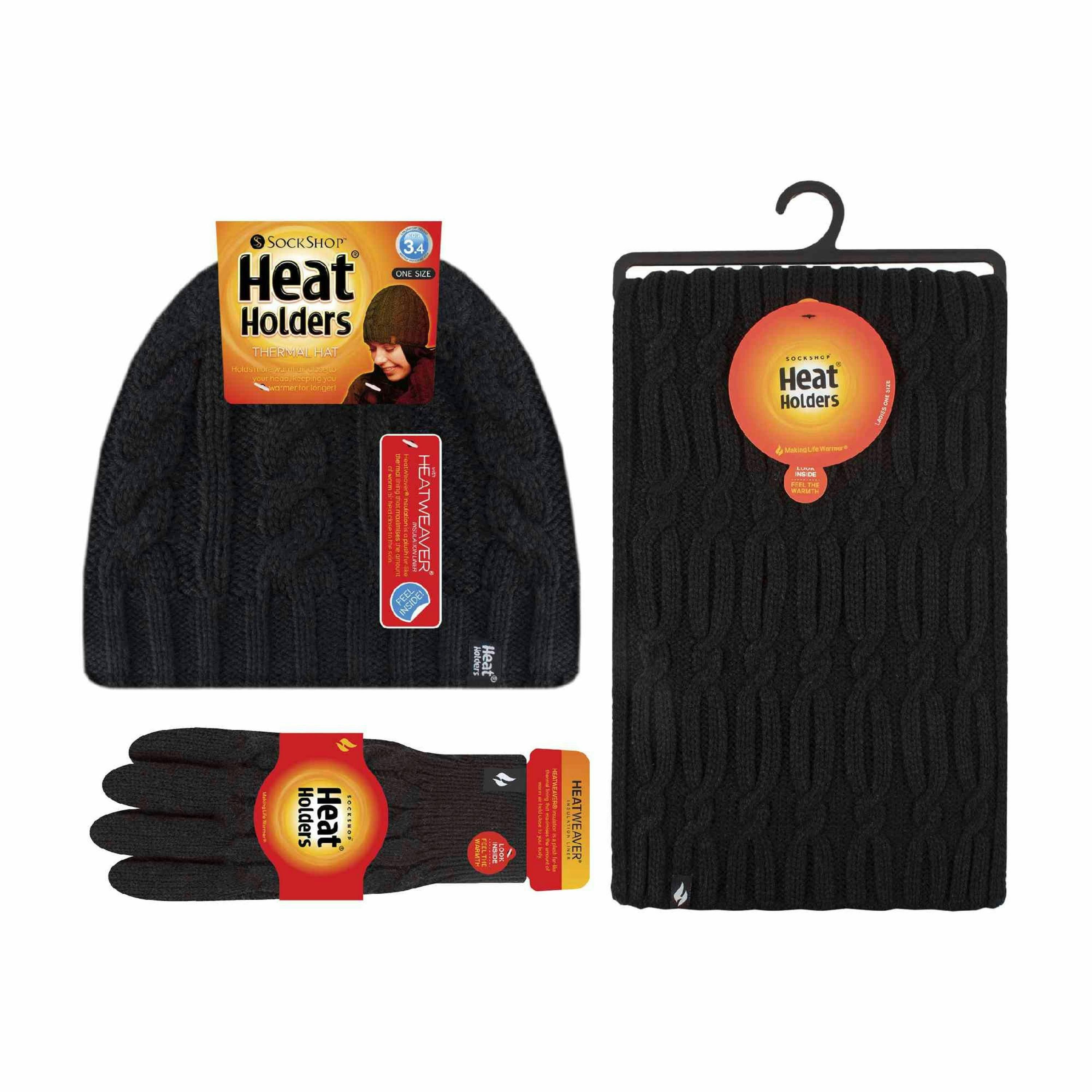 Ladies Knitted Thermal Hat Scarf & Gloves Set for Cold Weather , view 2 of 5