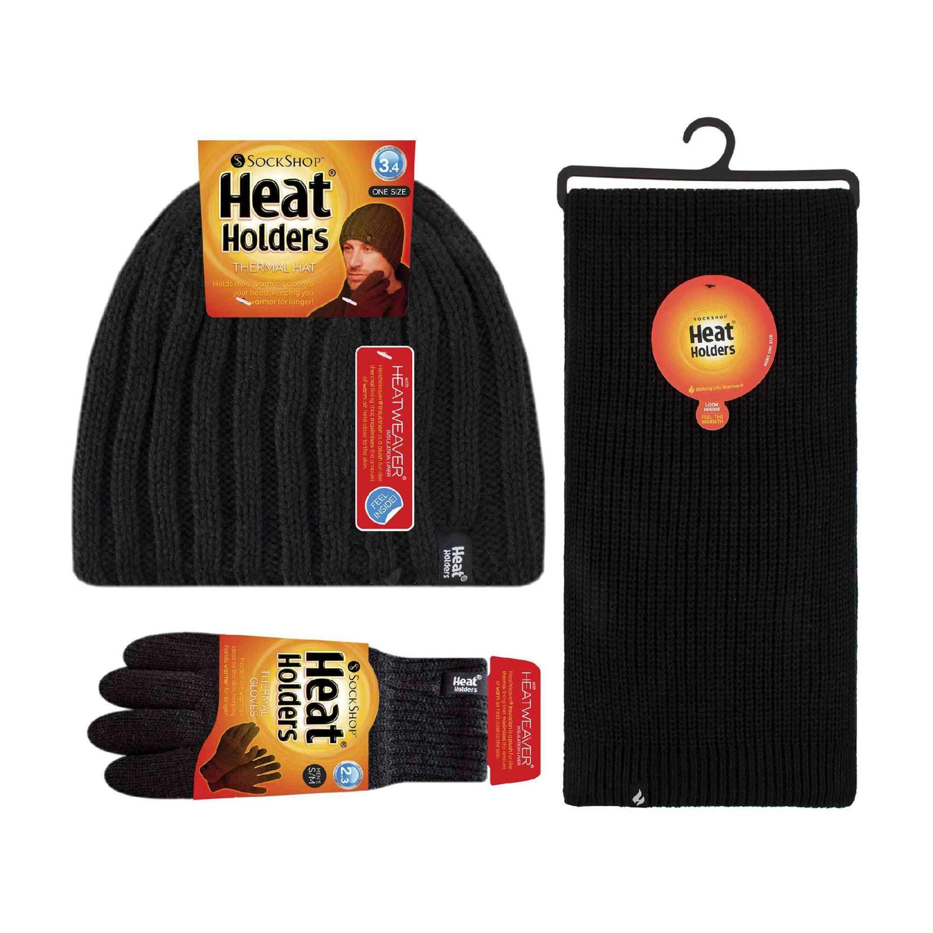 Mens Knitted Beanie Hat Scarf Gloves Set for Cold Weather , view 2 of 5