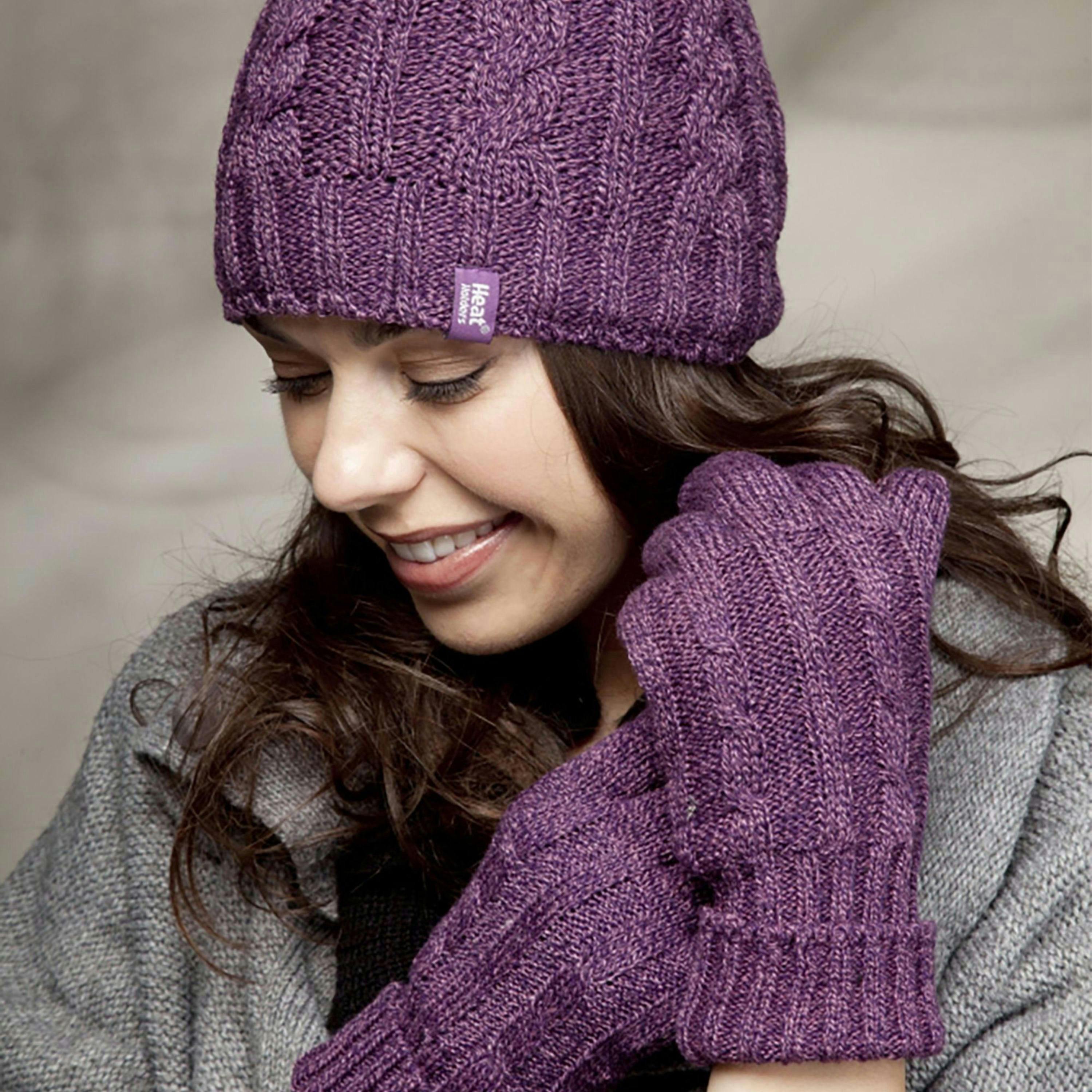 Ladies Fleece Lined Thermal Hat & Gloves Set for Winter , view 3 of 5