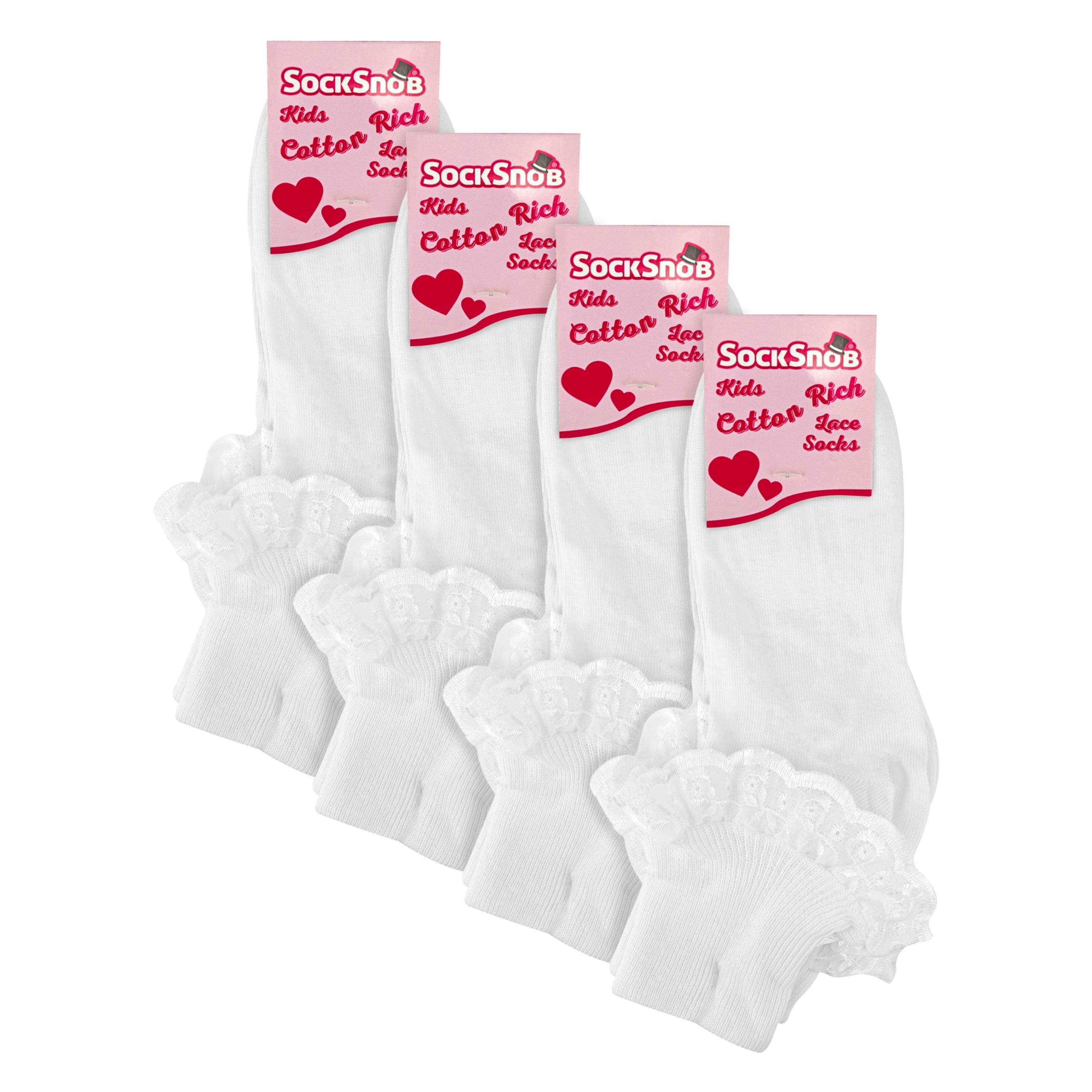12 Pack Baby Girls White Soft Frilly Lace Socks , view 2 of 5