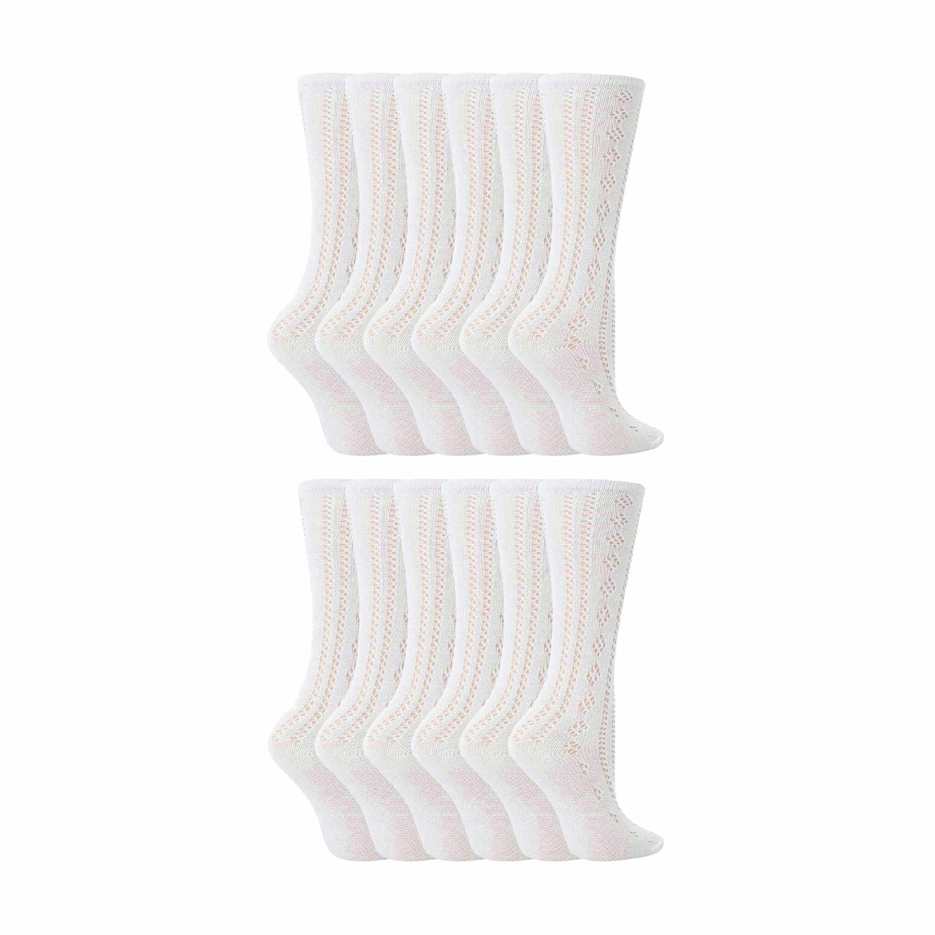 12 Pair Soft Cotton Rich Knee High White Uniform Kids Socks for School , view 1 of 5