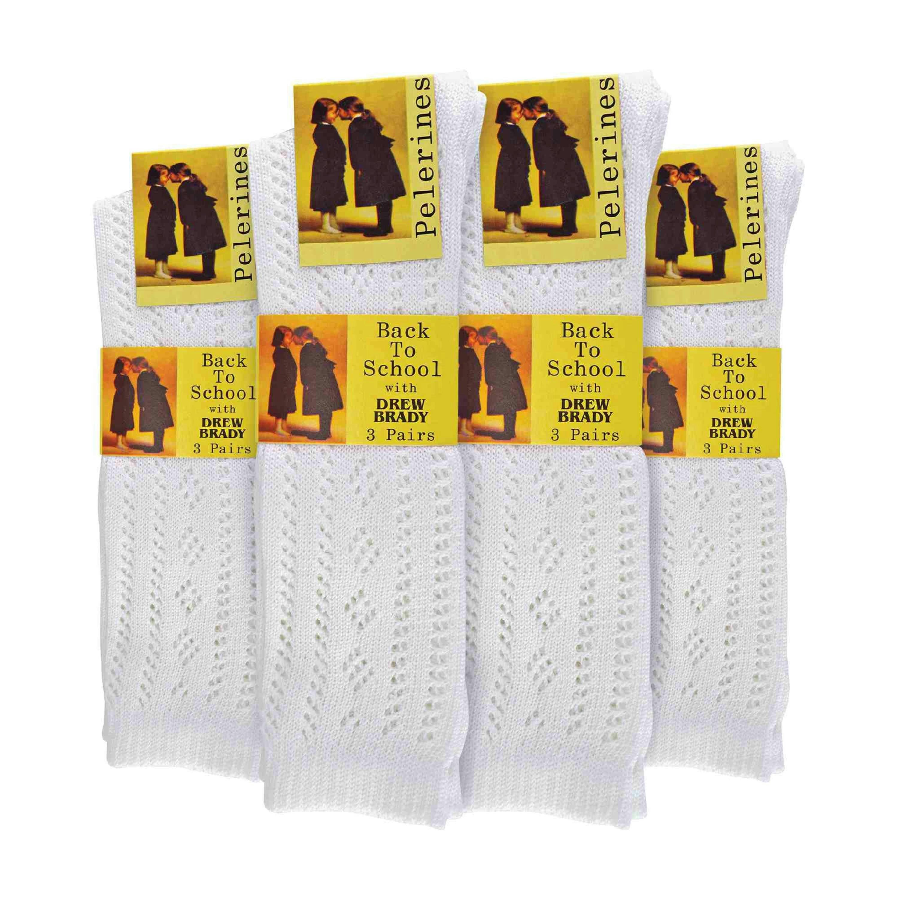 12 Pair Soft Cotton Rich Knee High White Uniform Kids Socks for School , view 2 of 5
