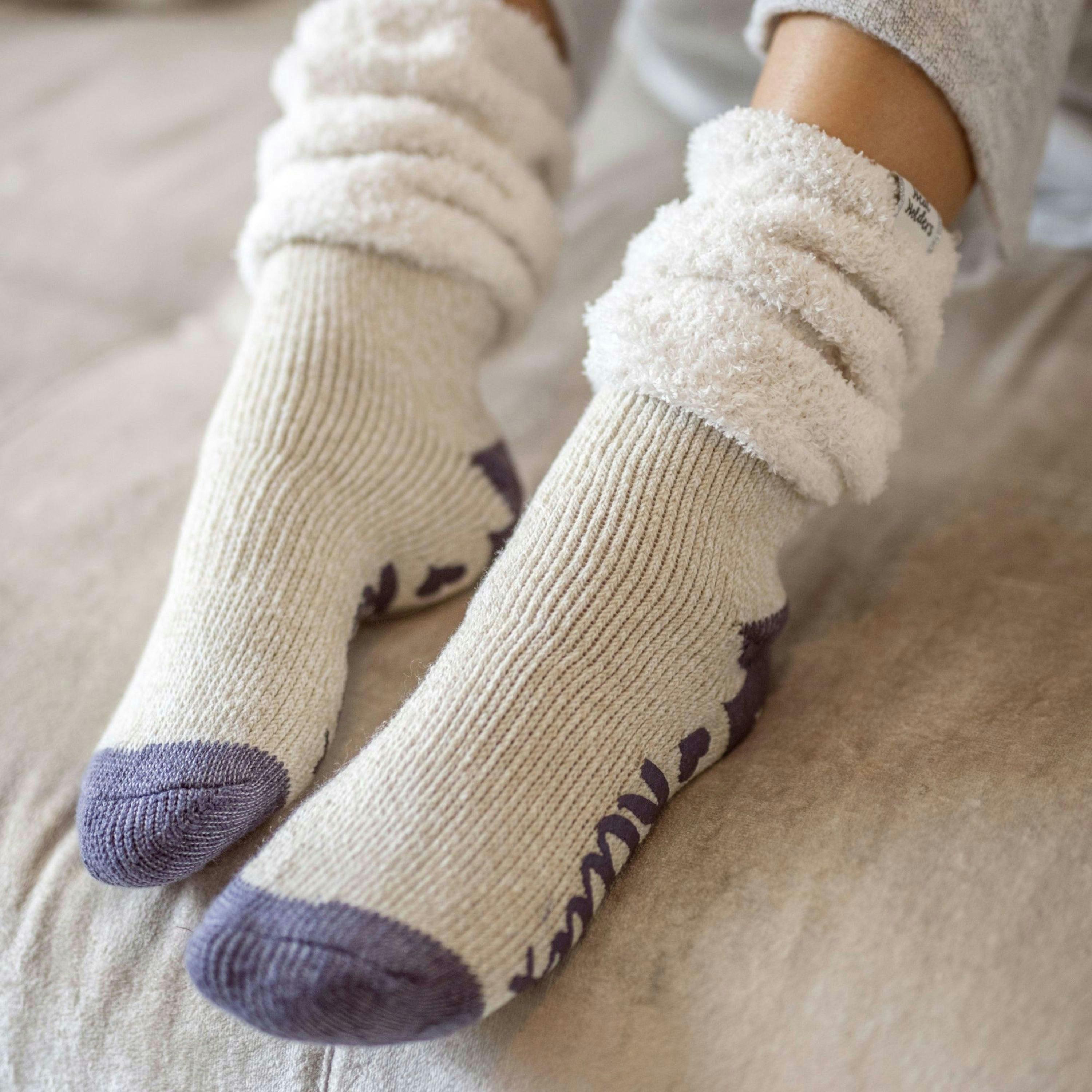 Ladies Fluffy Slouch Top Non Slip Thermal Bed Socks , view 4 of 5