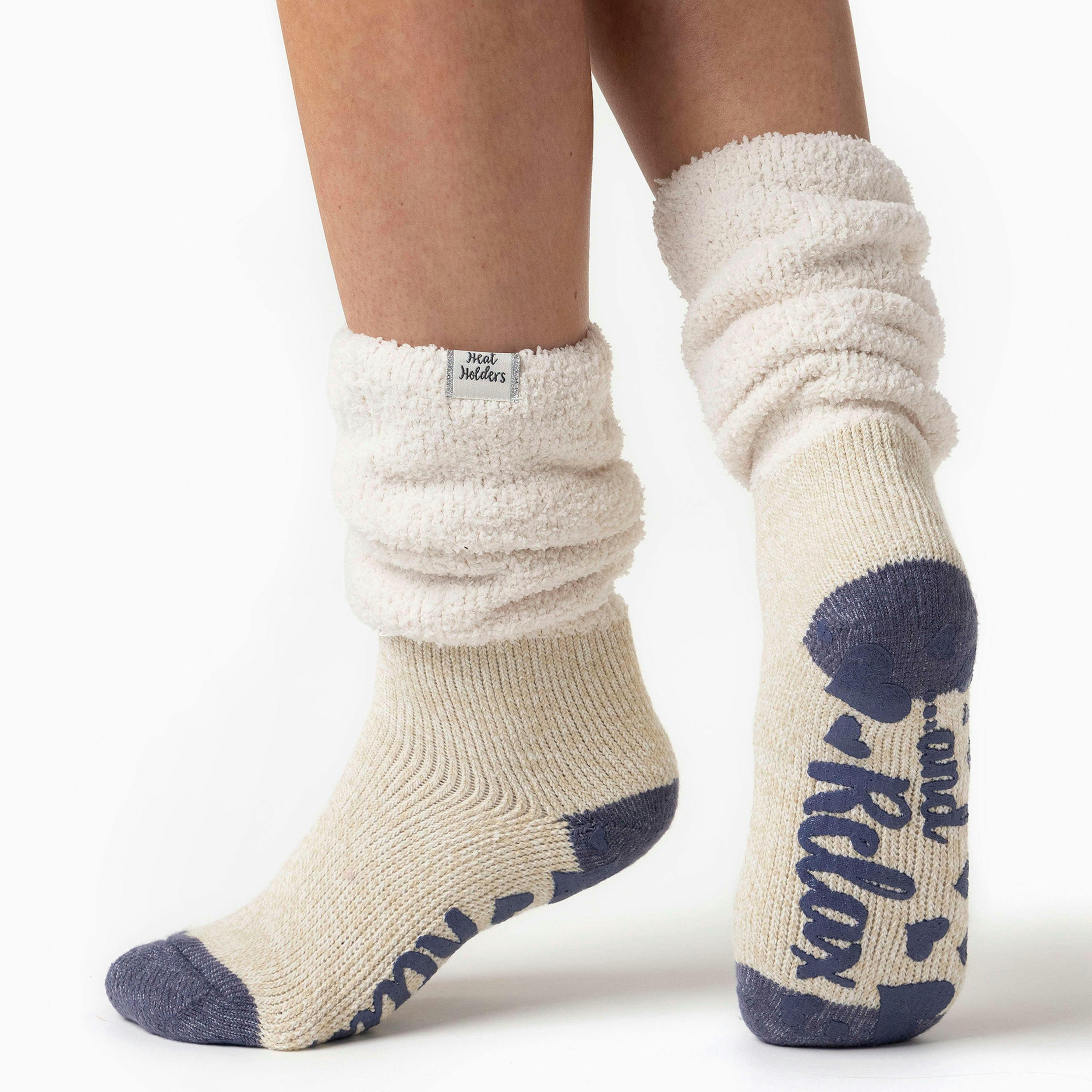 Ladies Fluffy Slouch Top Non Slip Thermal Bed Socks , view 5 of 5