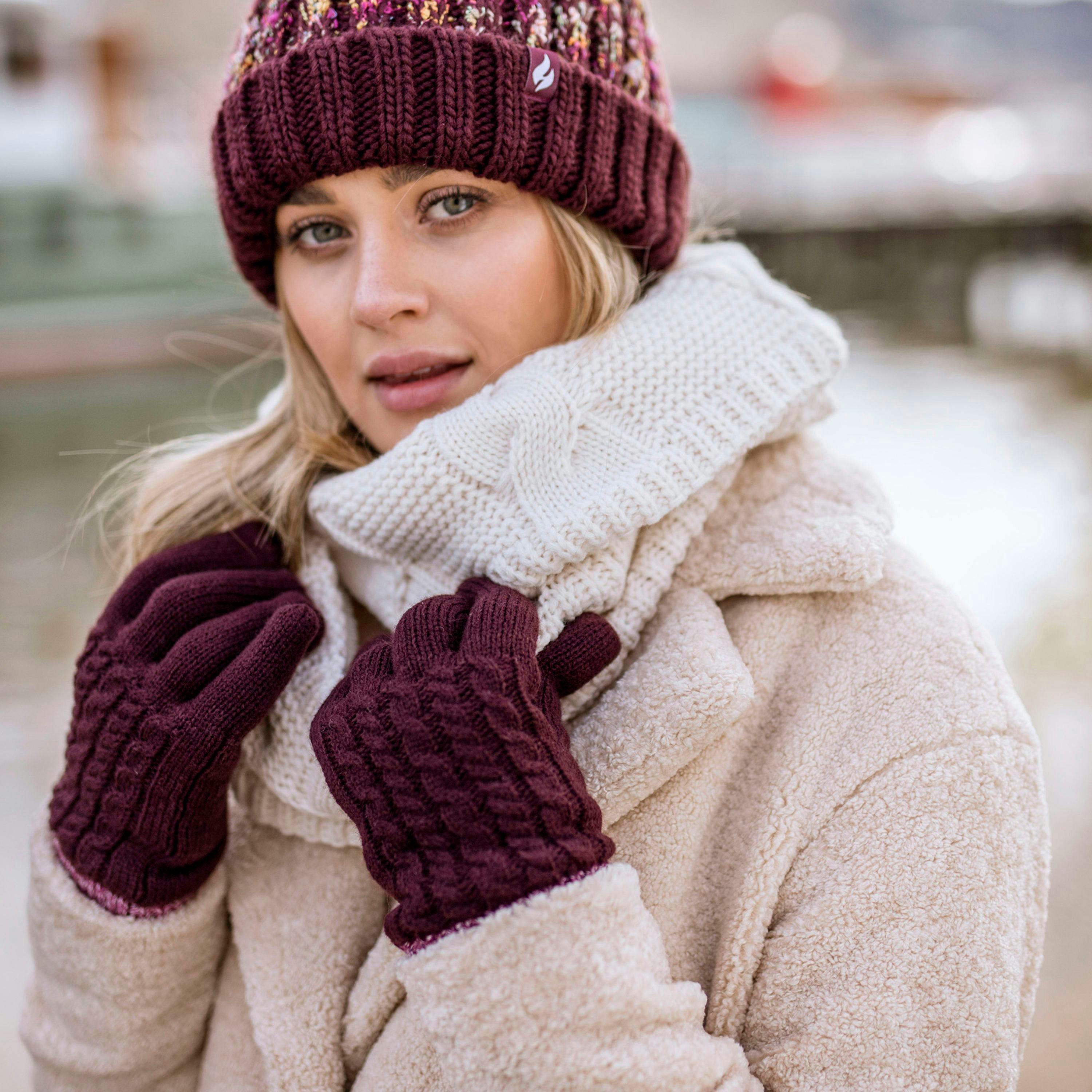 Womens Patterned Fleece Lined Warm Thermal Gloves for Winter , view 5 of 5