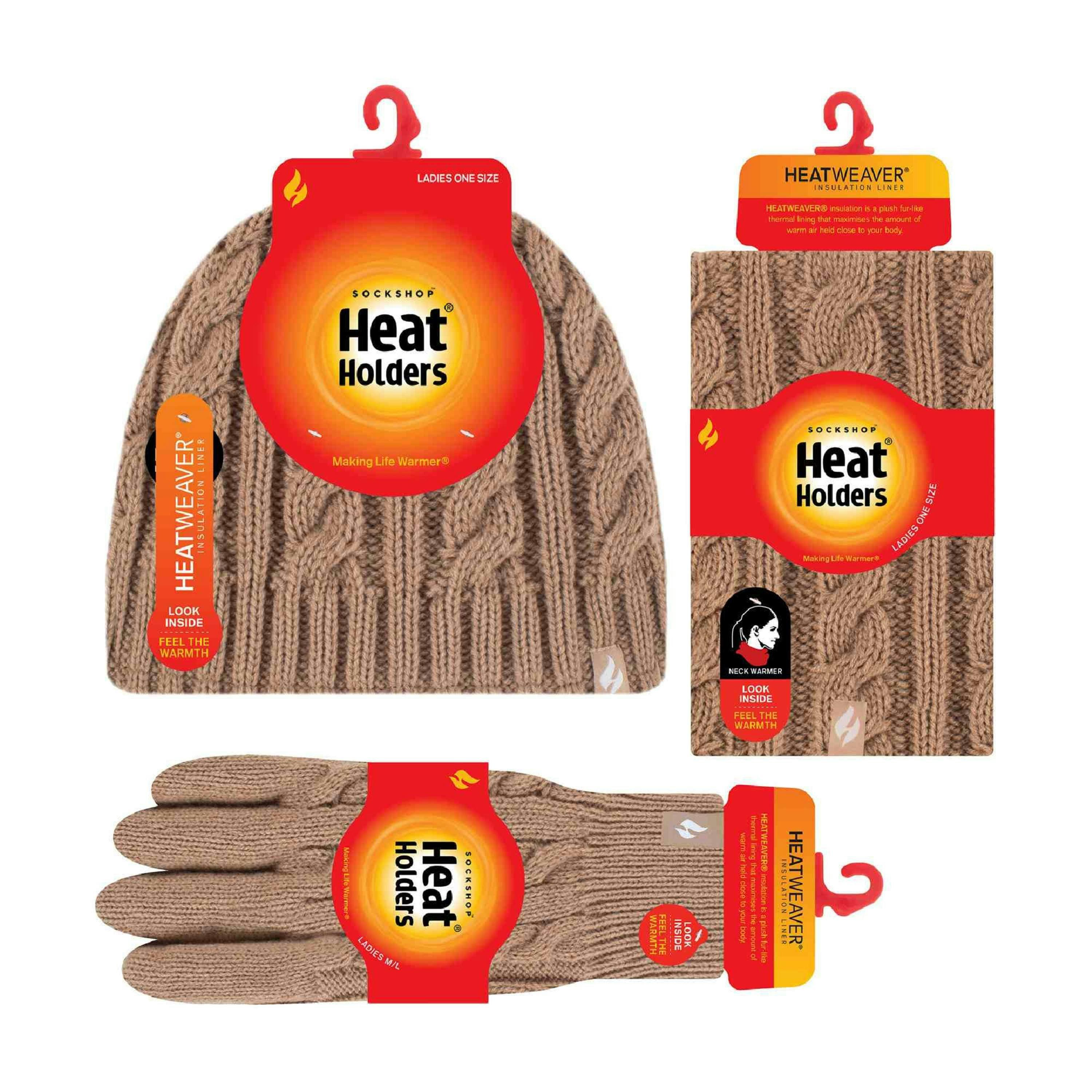 Ladies Fleece Lined Thermal Winter Hat, Neck Warmer & Converter Gloves Set , view 2 of 5