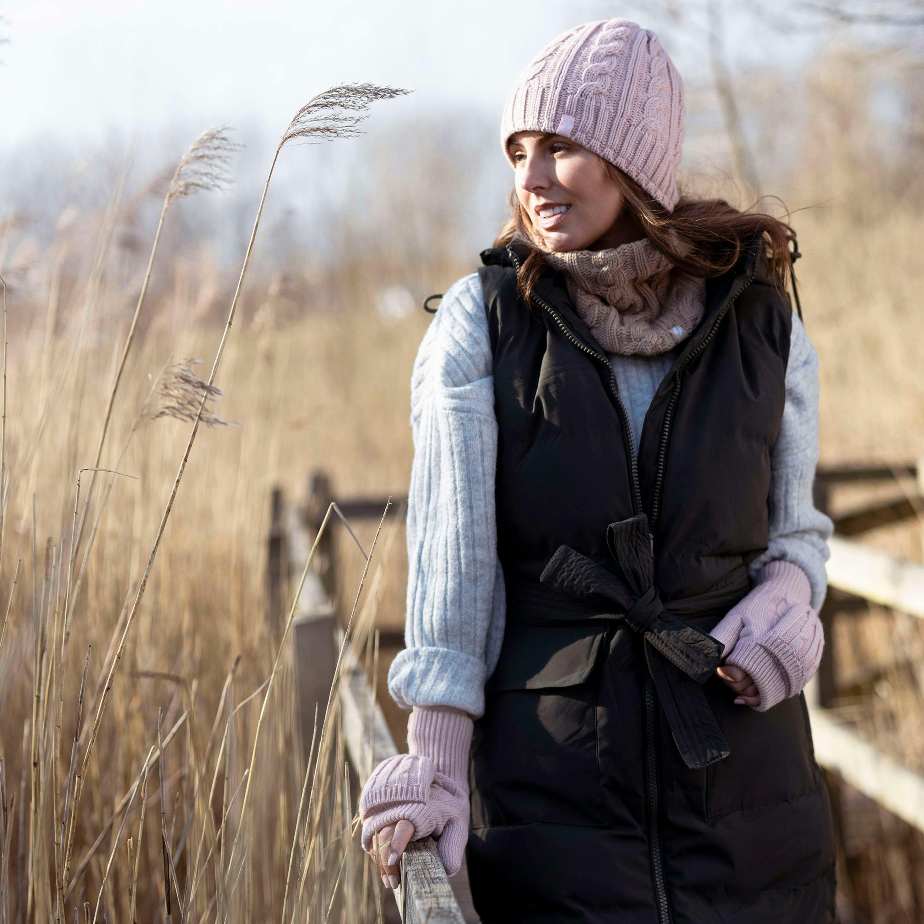 Ladies Fleece Lined Thermal Winter Hat, Neck Warmer & Converter Gloves Set , view 5 of 5