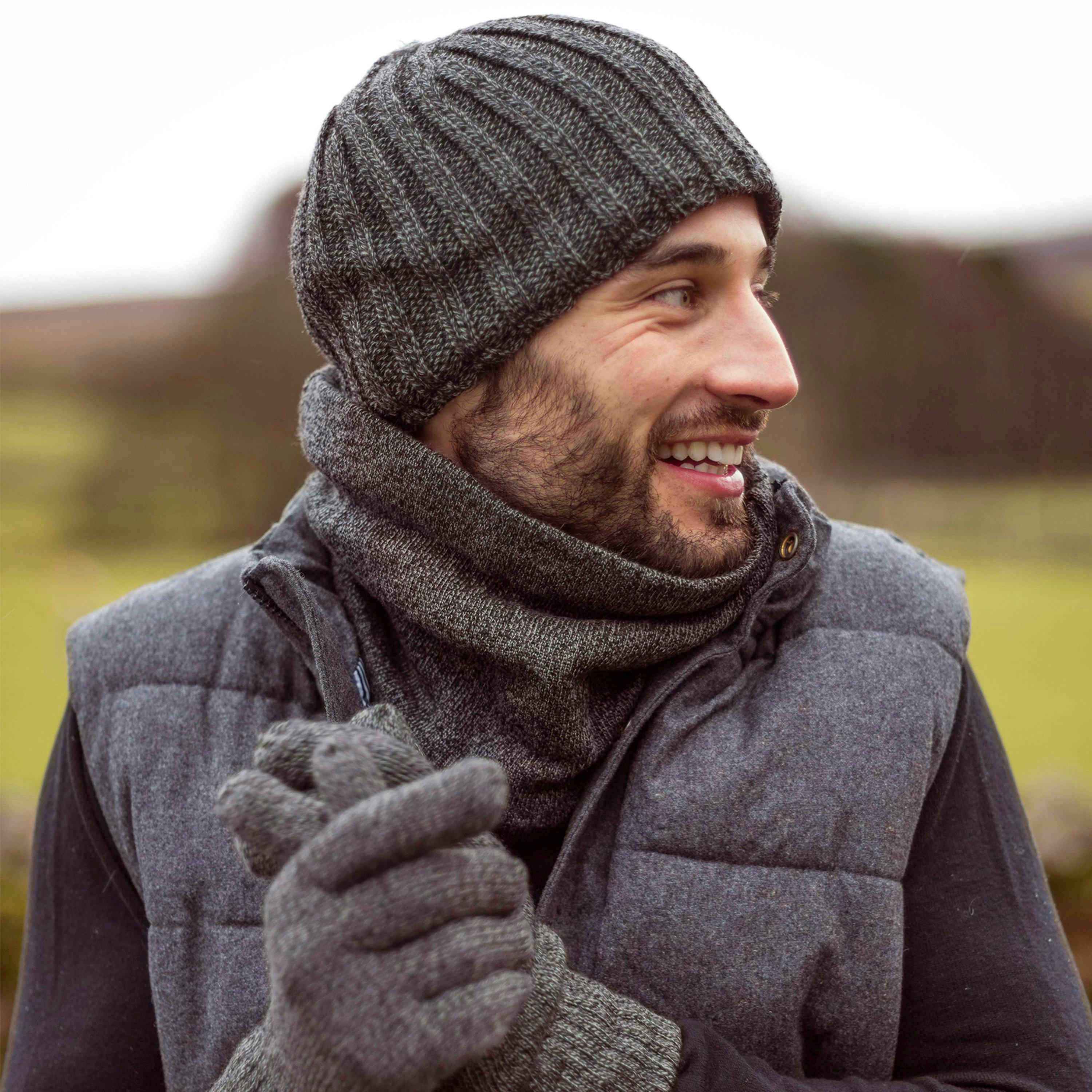 Mens Fleece Lined Thermal Hat & Gloves Neckwarmer Set for Winter , view 3 of 5