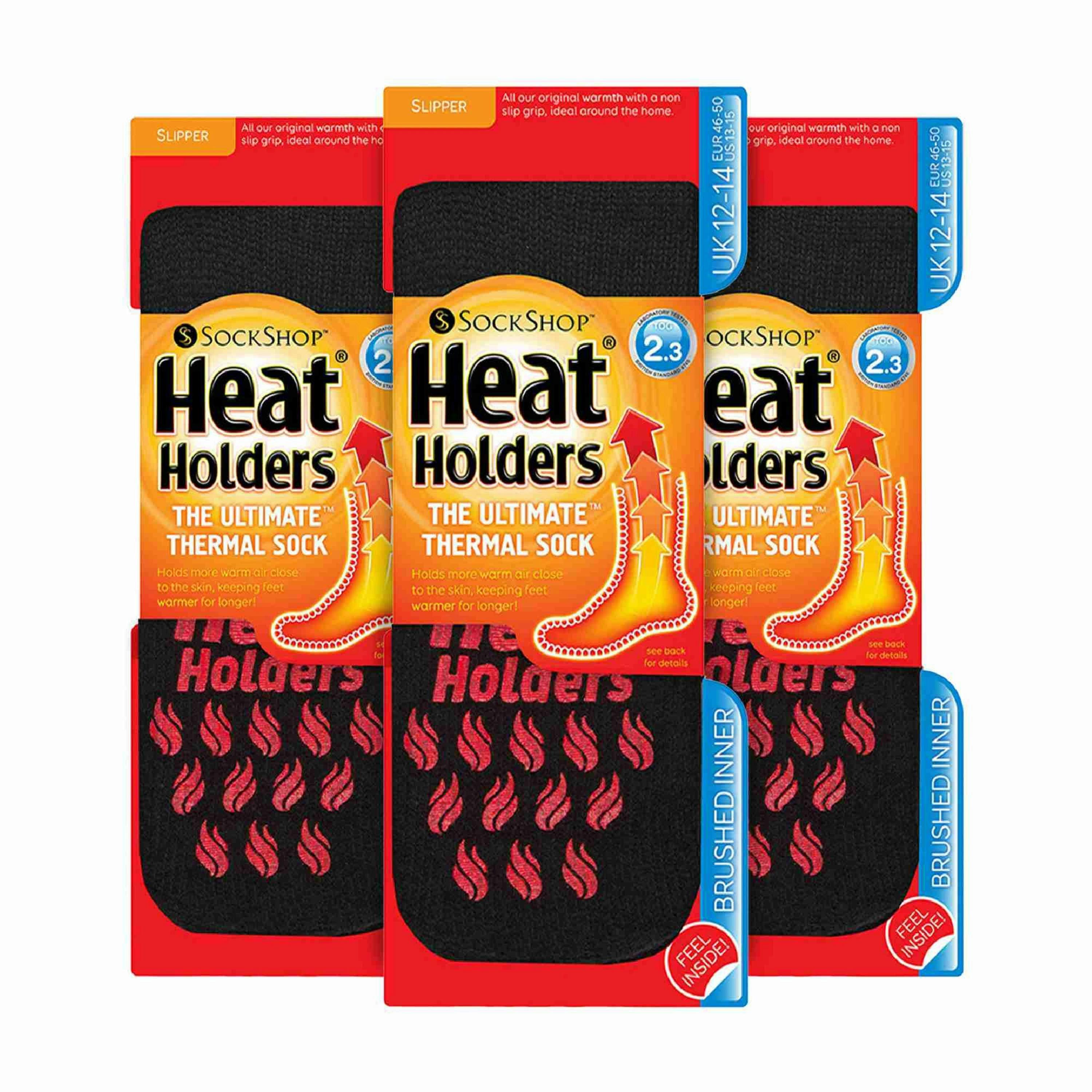 3 Pairs Multipack Mens Slipper Socks with Grips | Non-Slip Thermal Socks , view 2 of 5