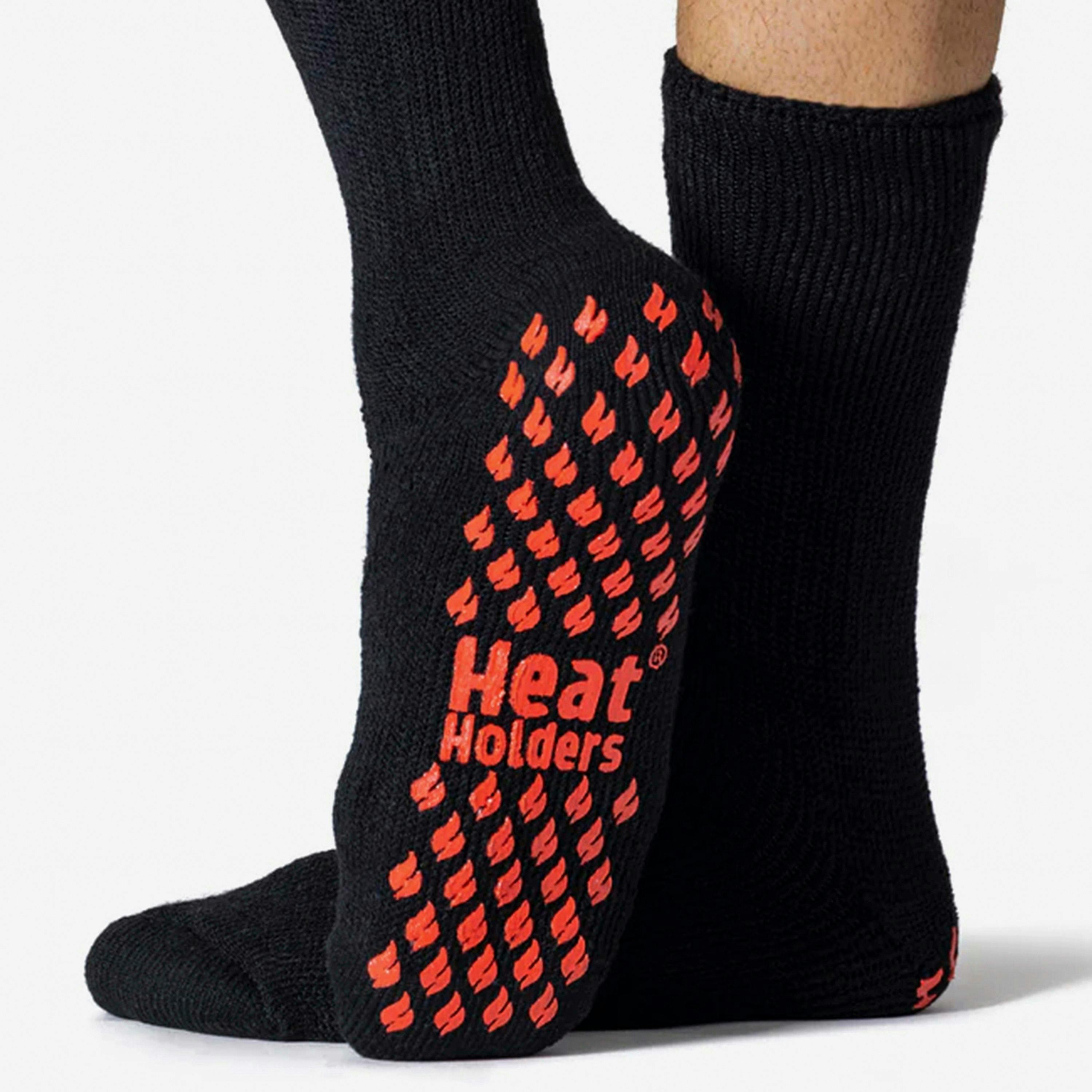 3 Pairs Multipack Mens Slipper Socks with Grips | Non-Slip Thermal Socks , view 4 of 5