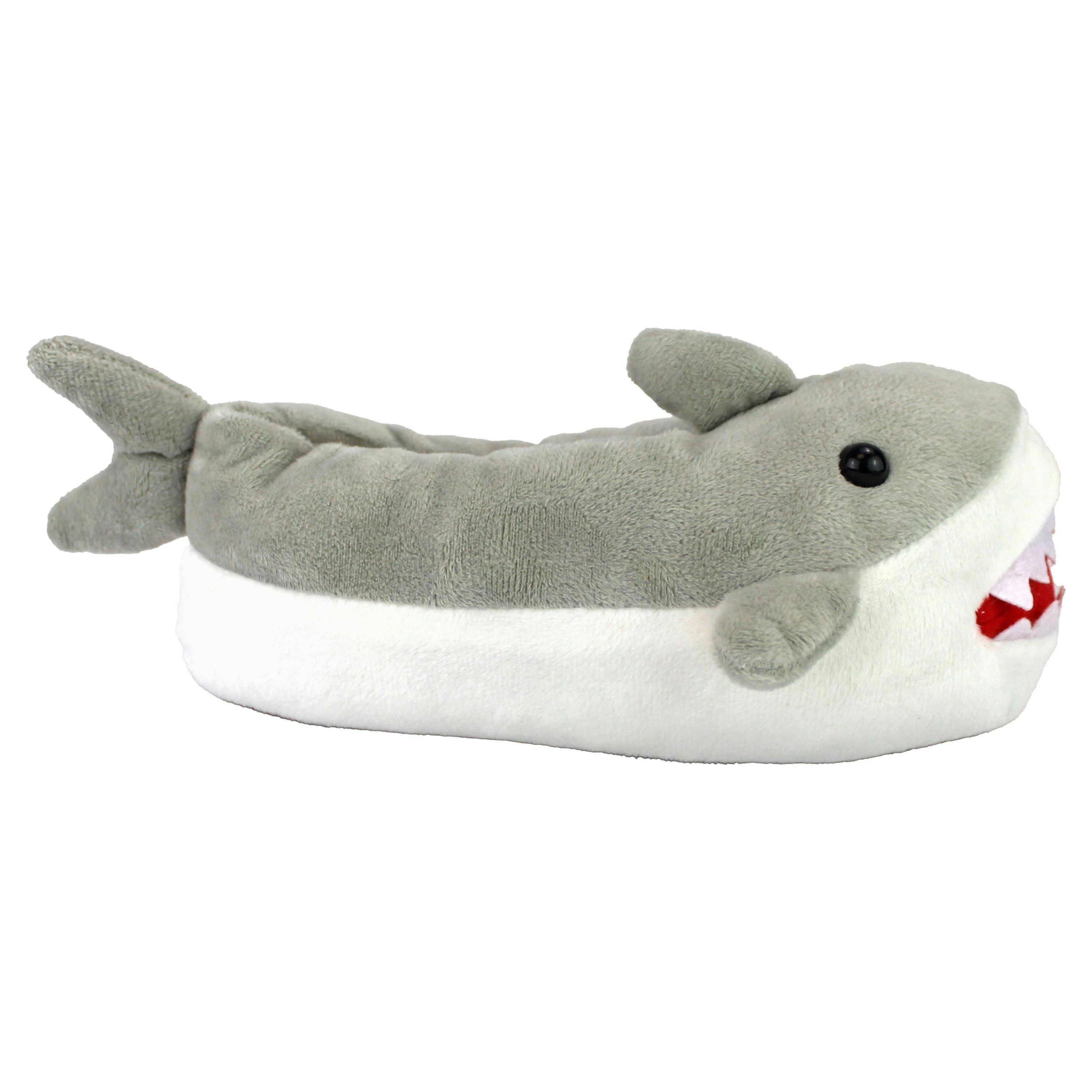 Kids Soft Plush Novelty 3D Grey Shark Slippers , view 2 of 5