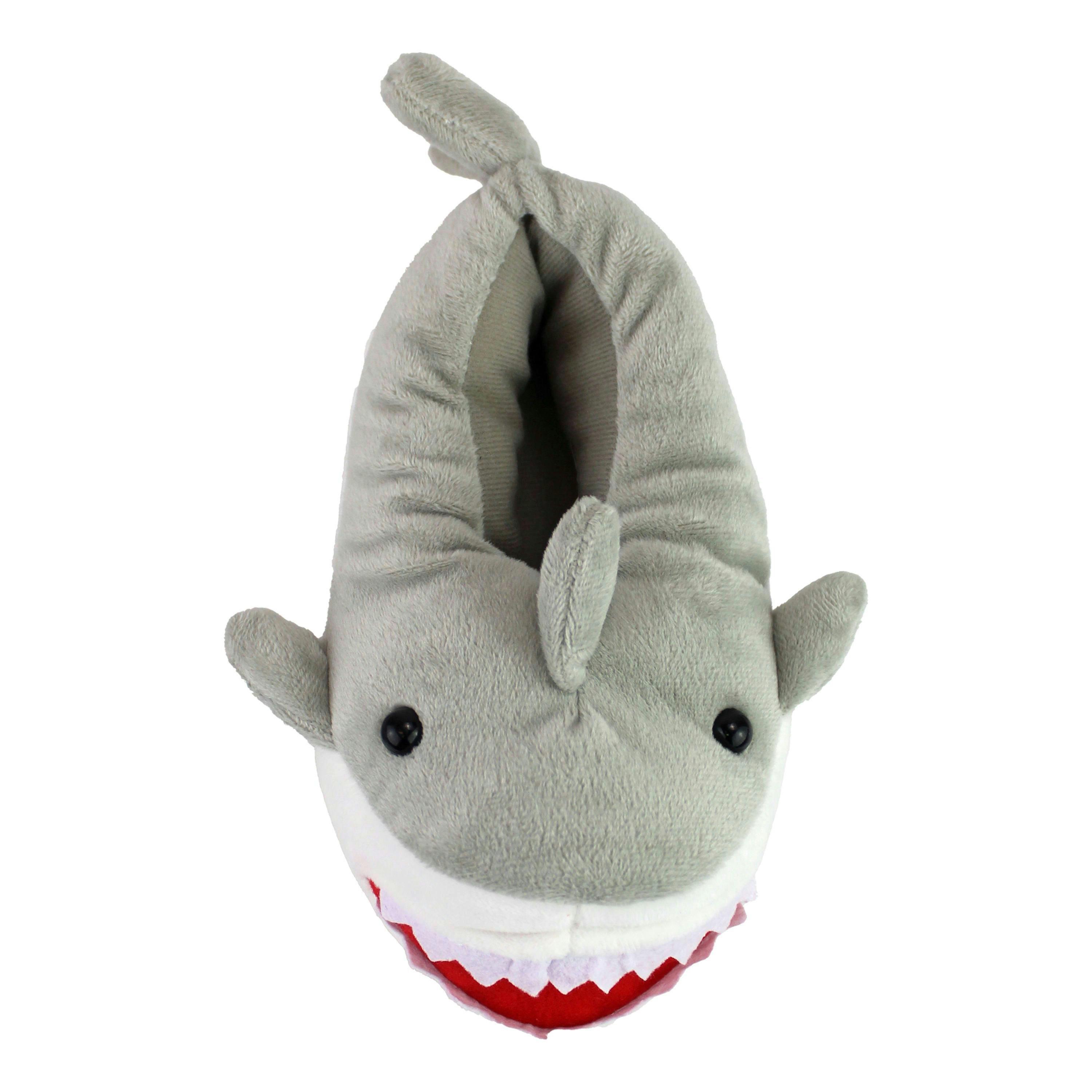 Kids Soft Plush Novelty 3D Grey Shark Slippers , view 3 of 5