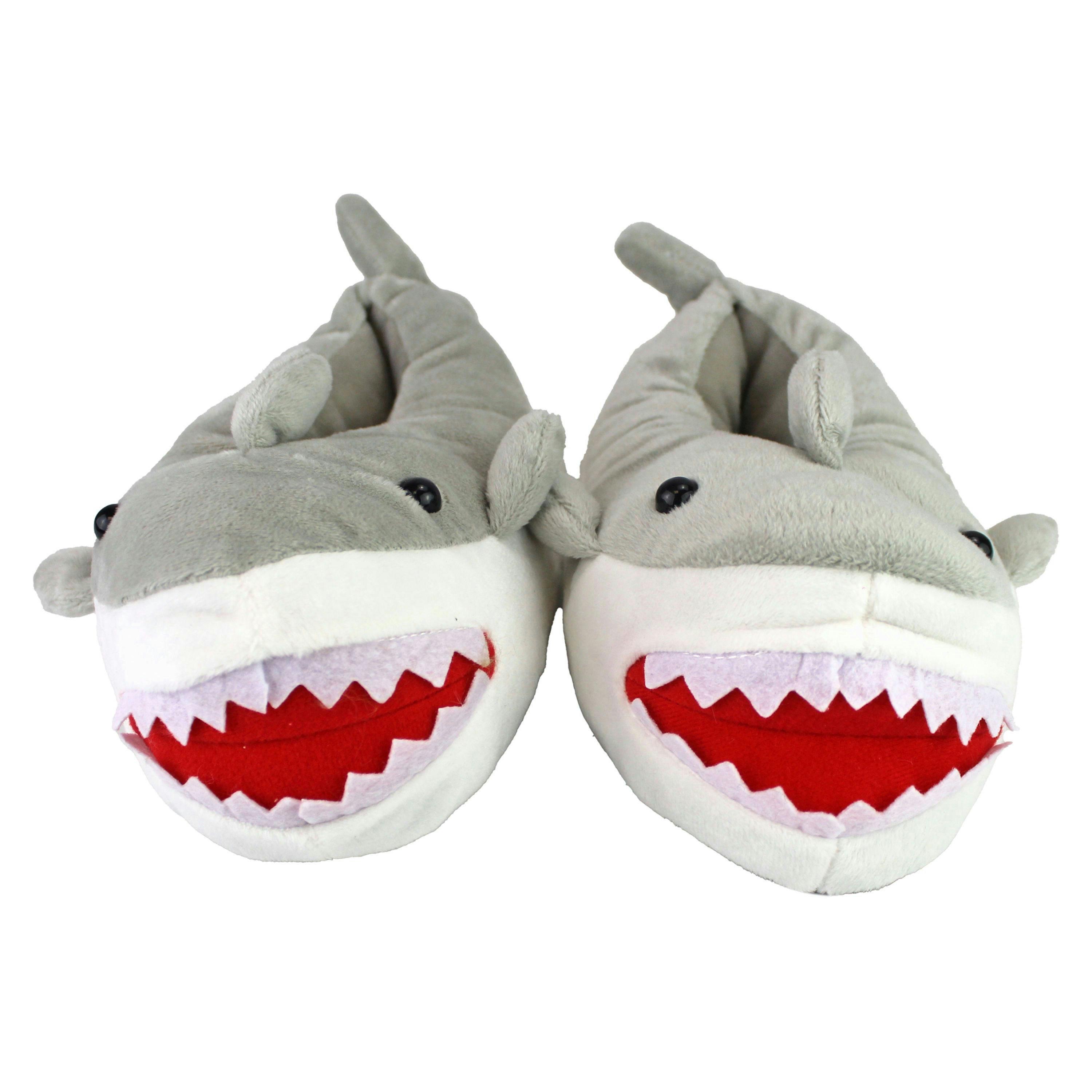Kids Soft Plush Novelty 3D Grey Shark Slippers , view 4 of 5