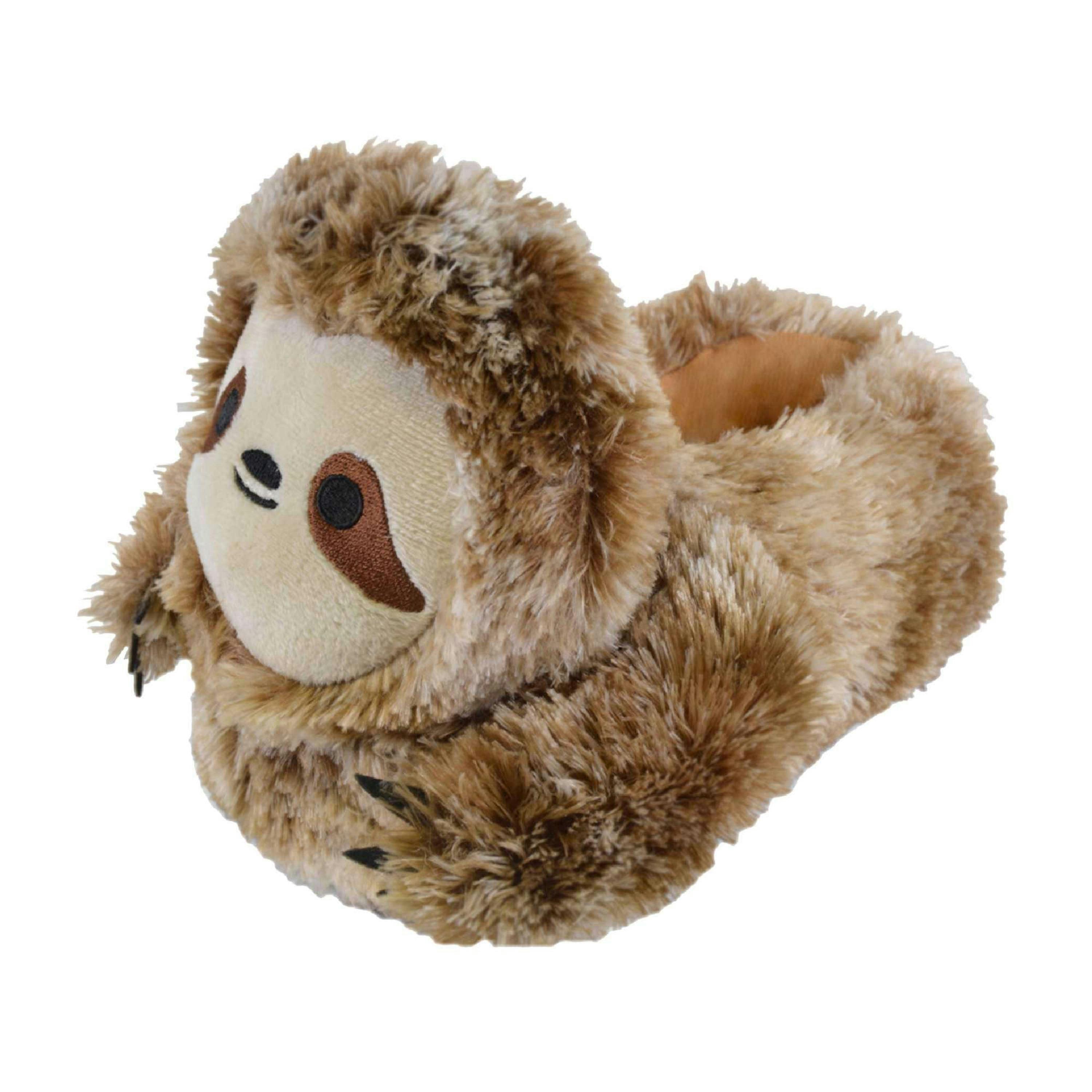 Kids Soft Plush Novelty 3D Brown Sloth Slippers , view 1 of 5
