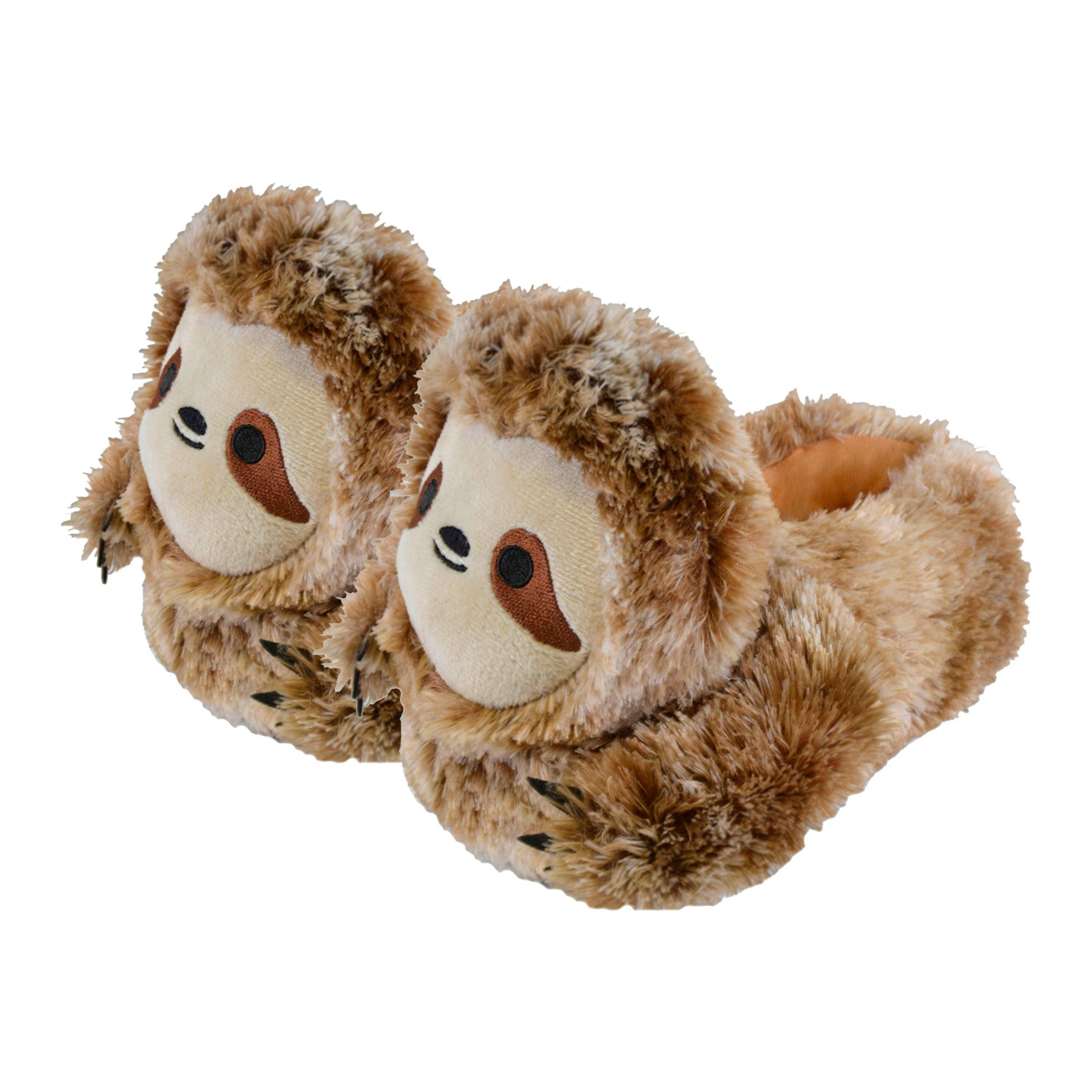 Kids Soft Plush Novelty 3D Brown Sloth Slippers , view 2 of 5
