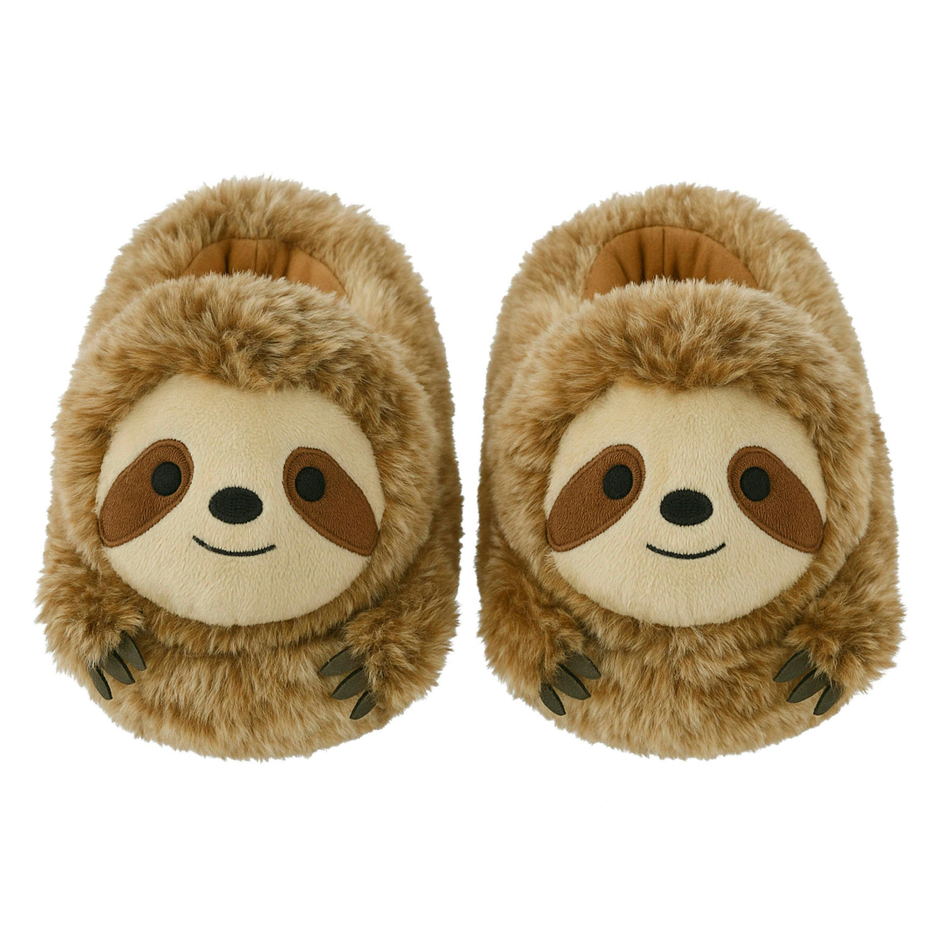 Kids Soft Plush Novelty 3D Brown Sloth Slippers , view 3 of 5