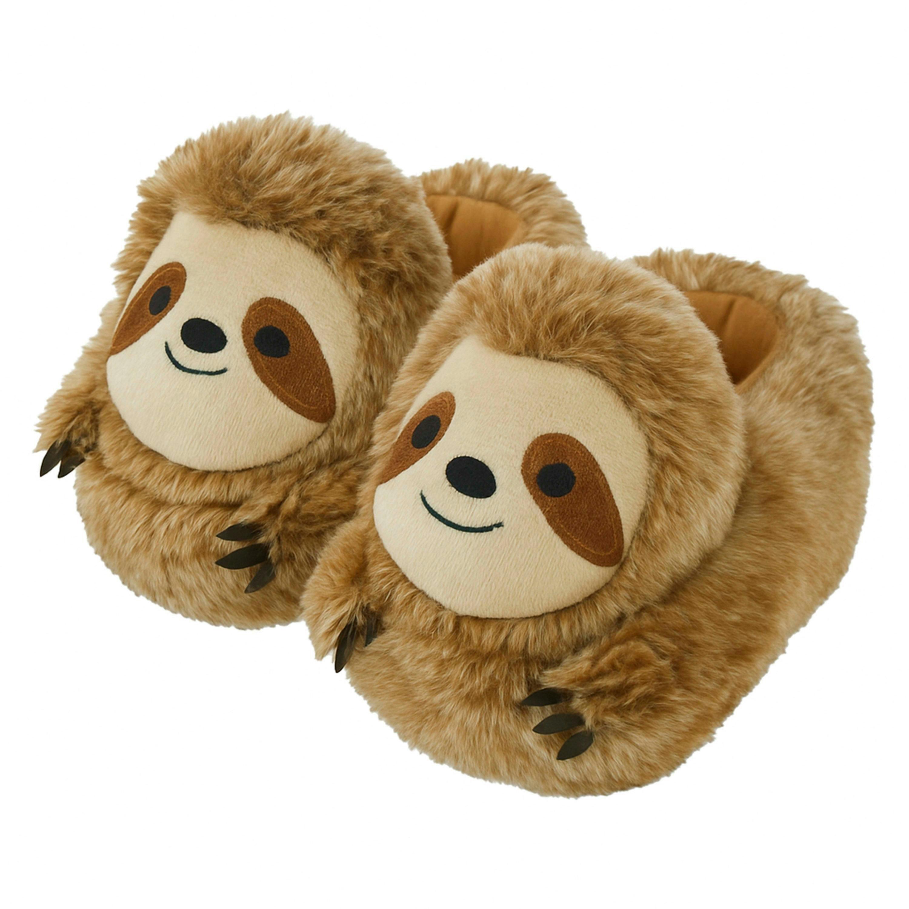 Kids Soft Plush Novelty 3D Brown Sloth Slippers , view 4 of 5