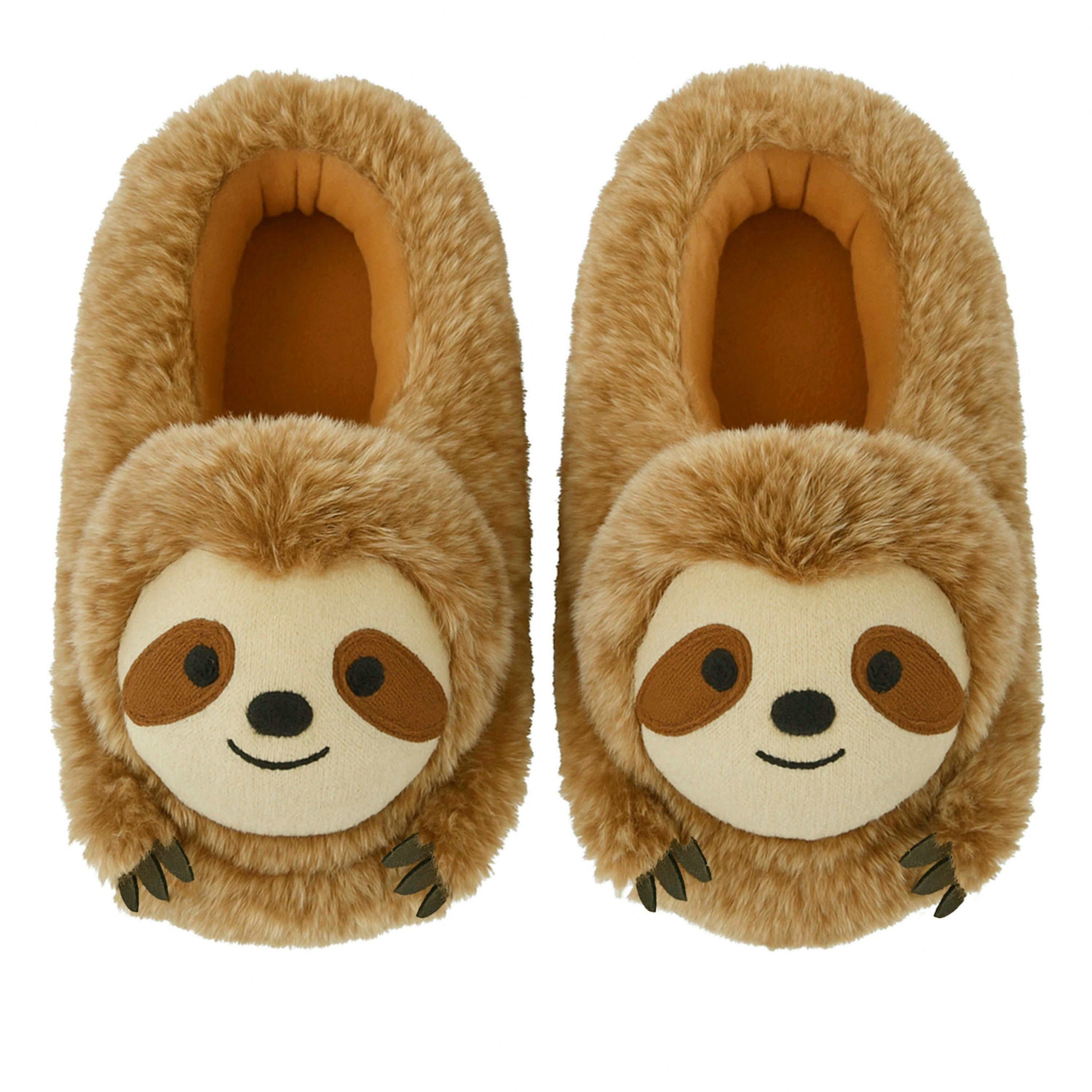 Kids Soft Plush Novelty 3D Brown Sloth Slippers , view 5 of 5