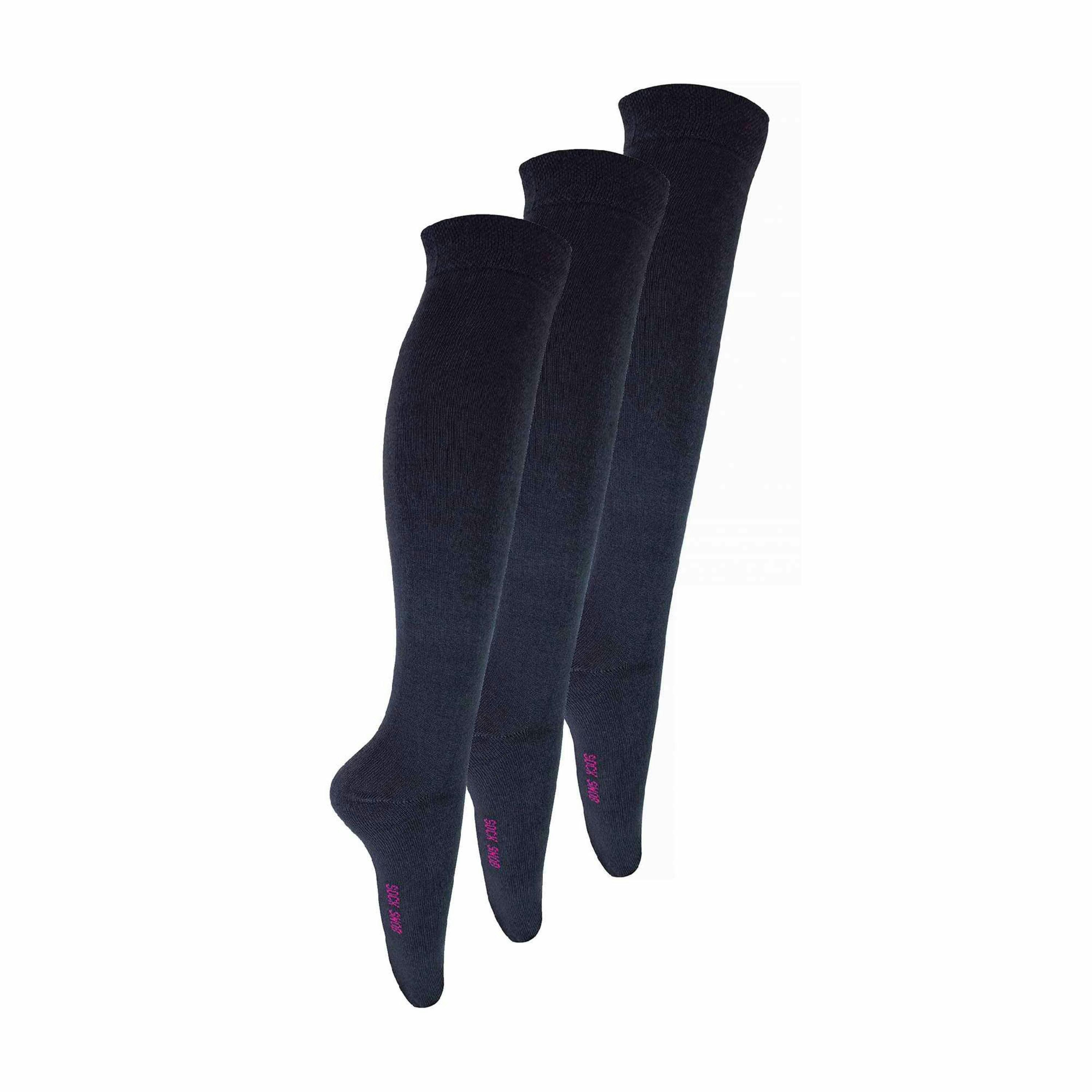 3 Pack Girls Knee High Long Plain Soft Breathable Bamboo Socks , view 1 of 5