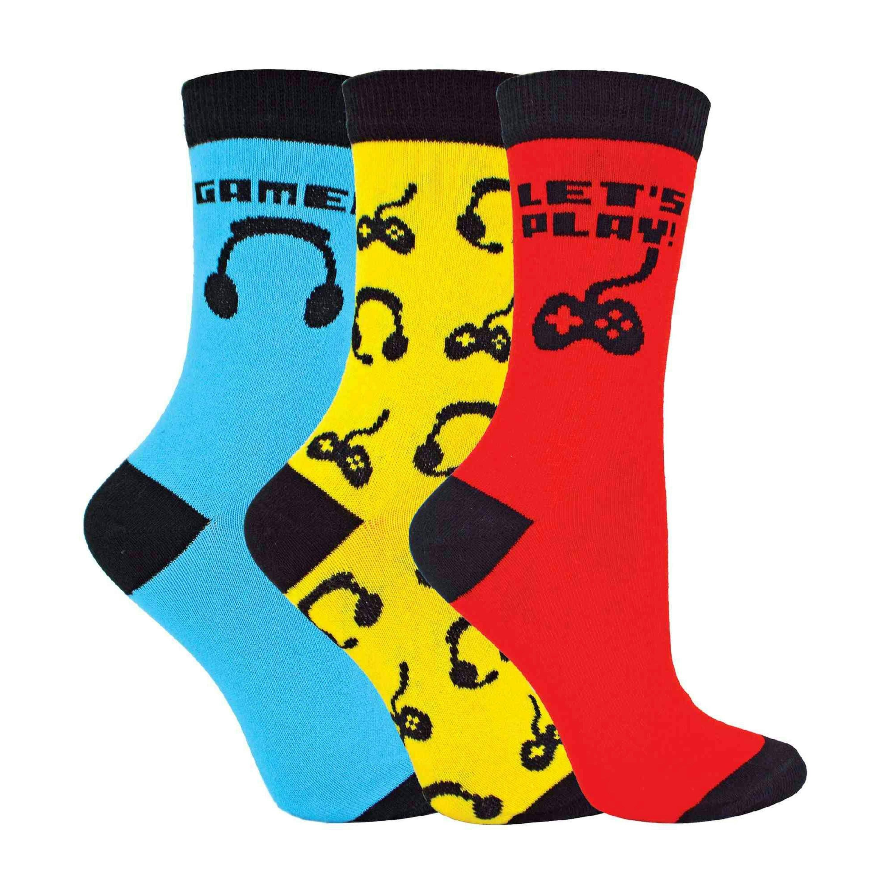 3 Pack Girls & Boys Novelty Video Gaming Socks , view 1 of 5