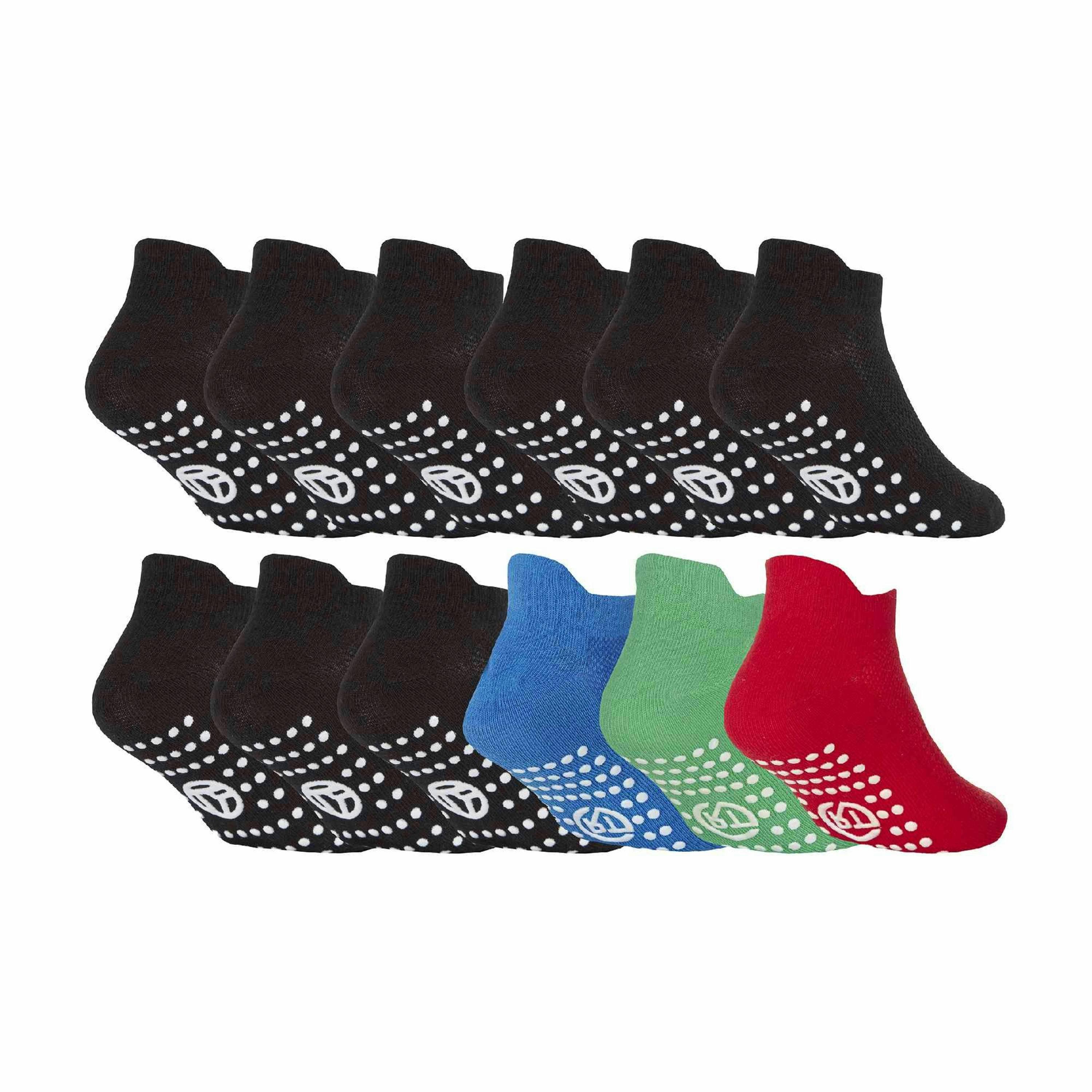 12 Pack Kids Soft Breathable Cotton Trainer Socks with Grips , view 1 of 2
