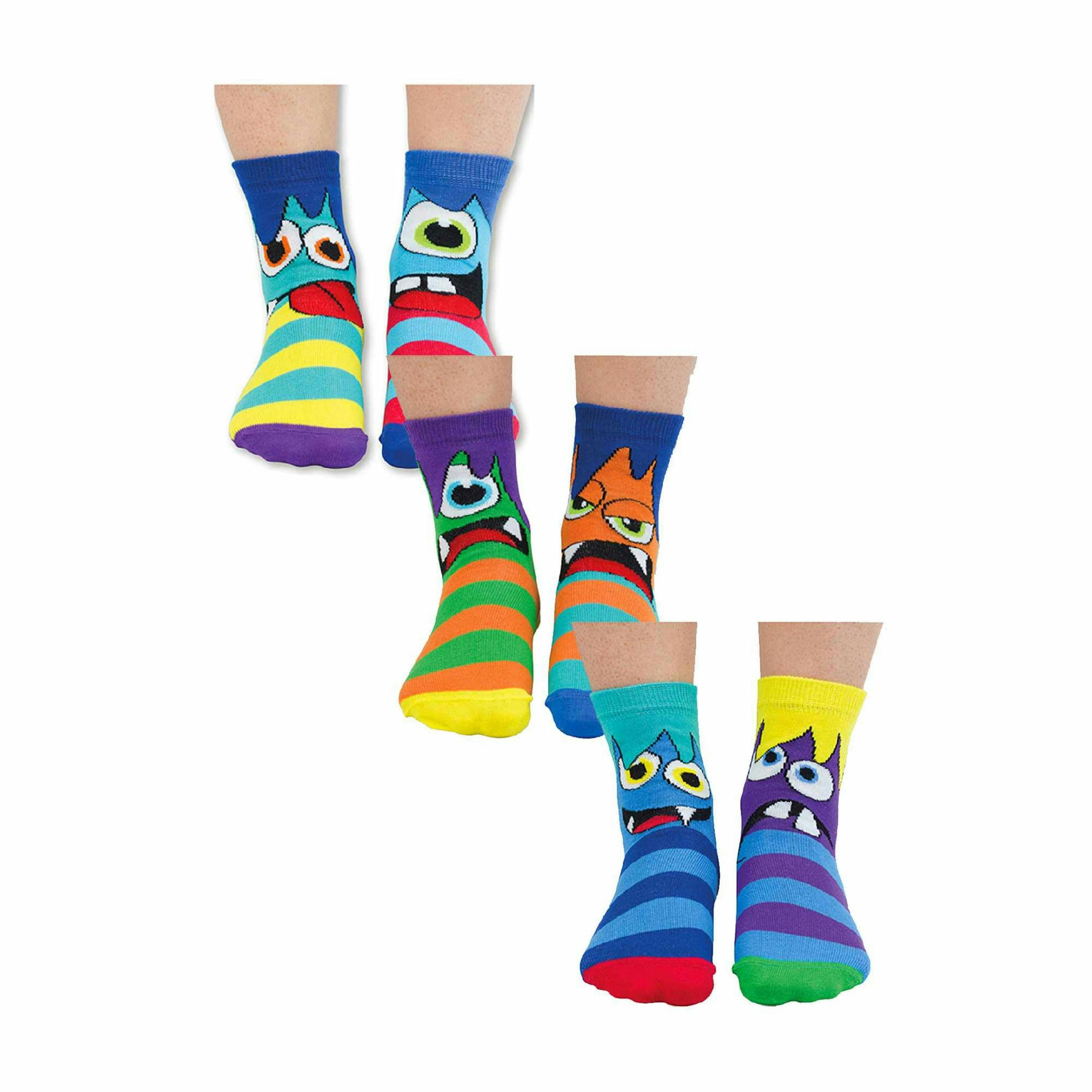 6 Pack Boys Mini Monster Novelty Odd Socks in Gift Box , view 1 of 5