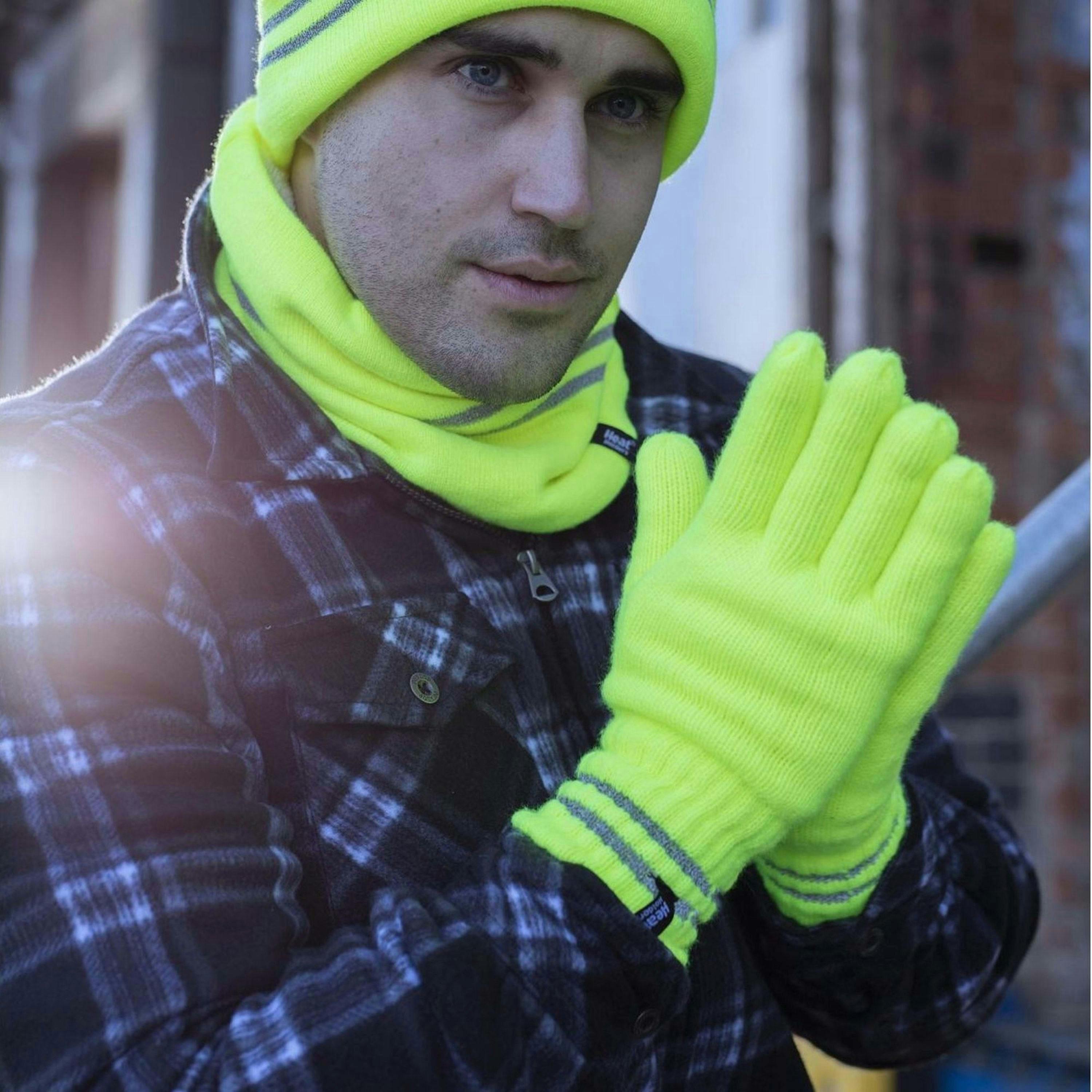 Mens Reflective Cold Weather Workwear Set: Hat, Neck Warmer & Gloves , view 3 of 5