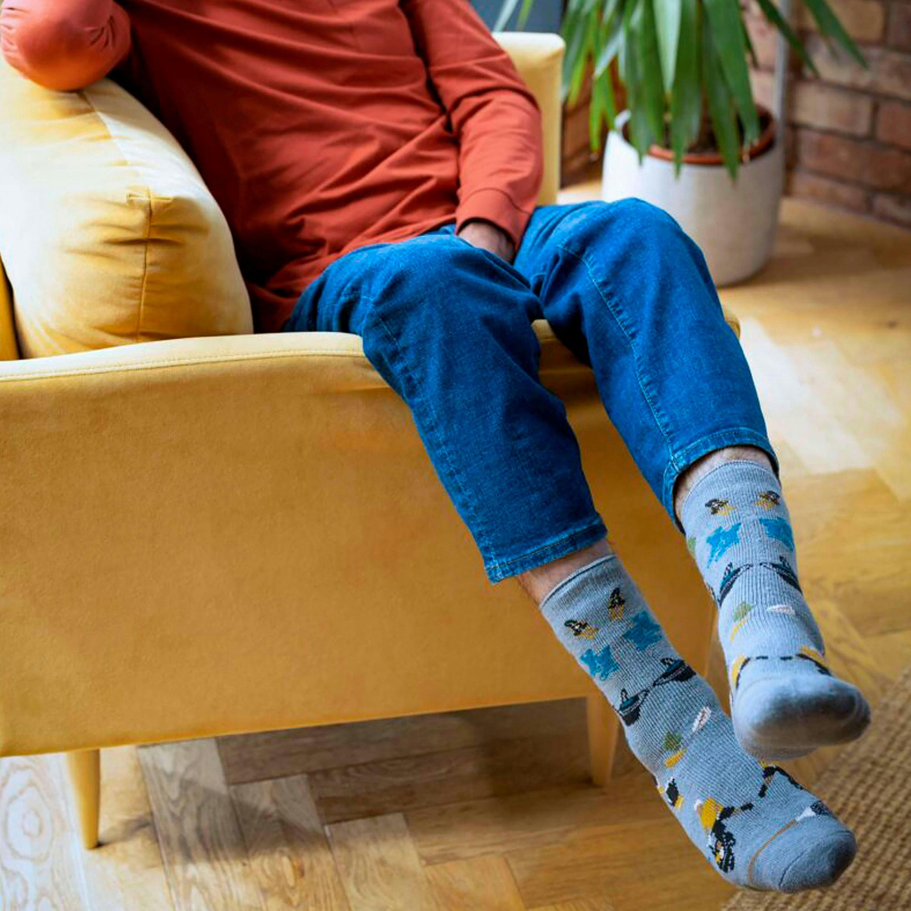 Men's Cosy Fleece-Lined Hobby Socks | Novelty Fluffy Thermal Socks , view 5 of 5