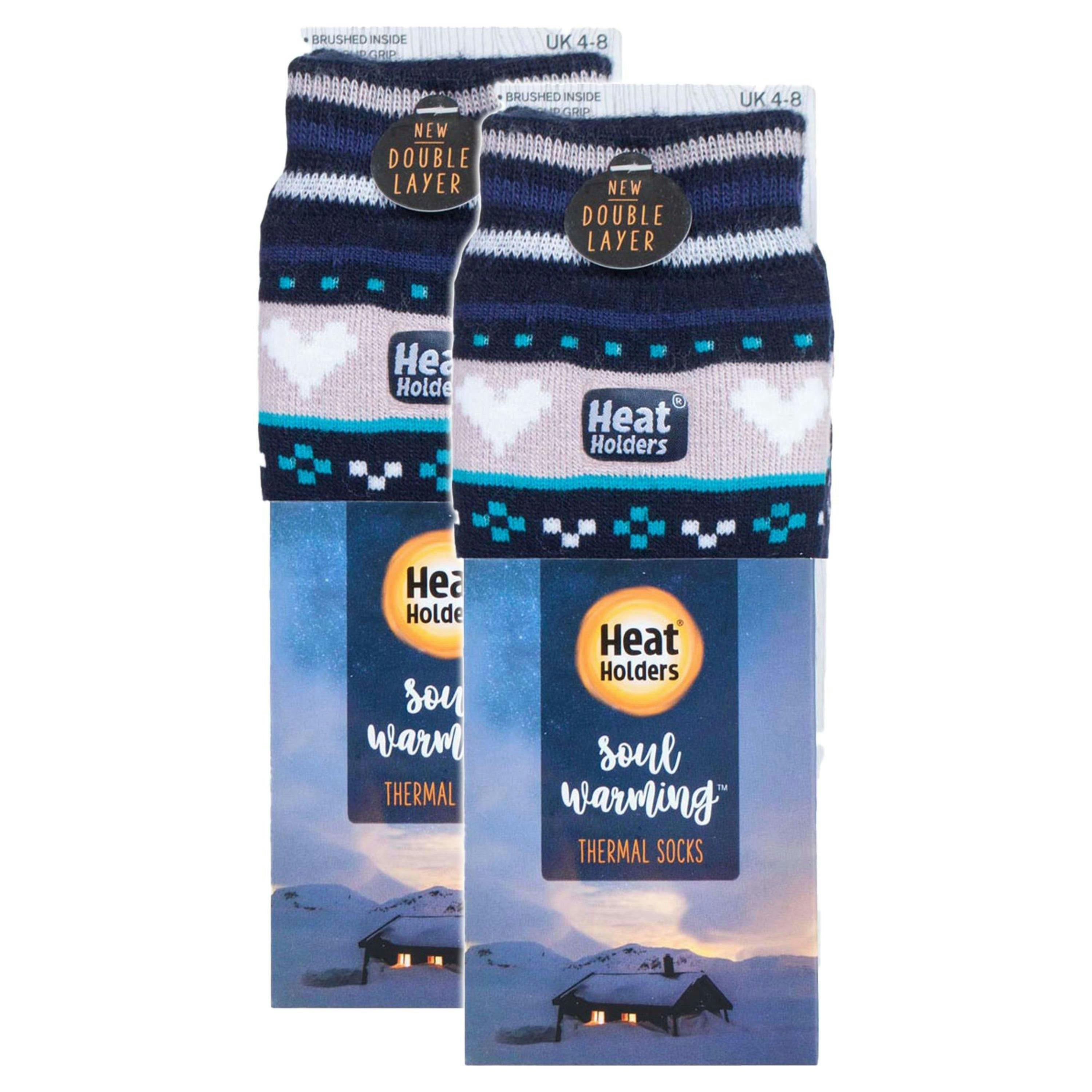 2 Pairs Womens Soul Warming Socks with Grips , view 2 of 5