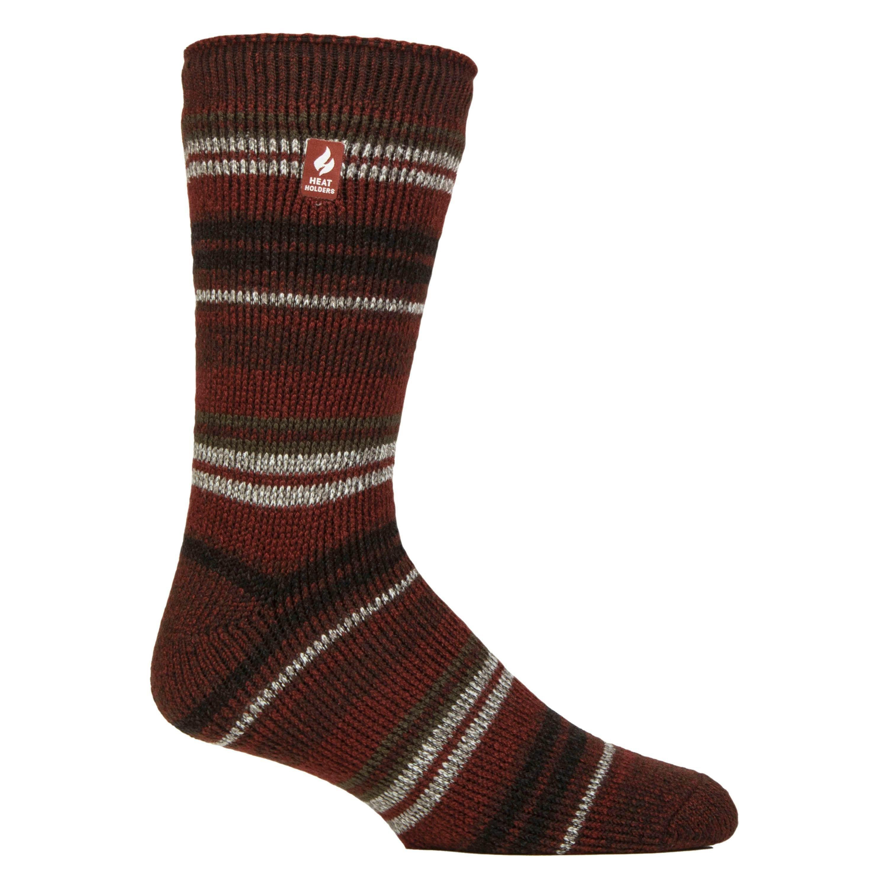 Mens Thermal Patterned Brushed Socks with Stripes for Winter , view 1 of 5