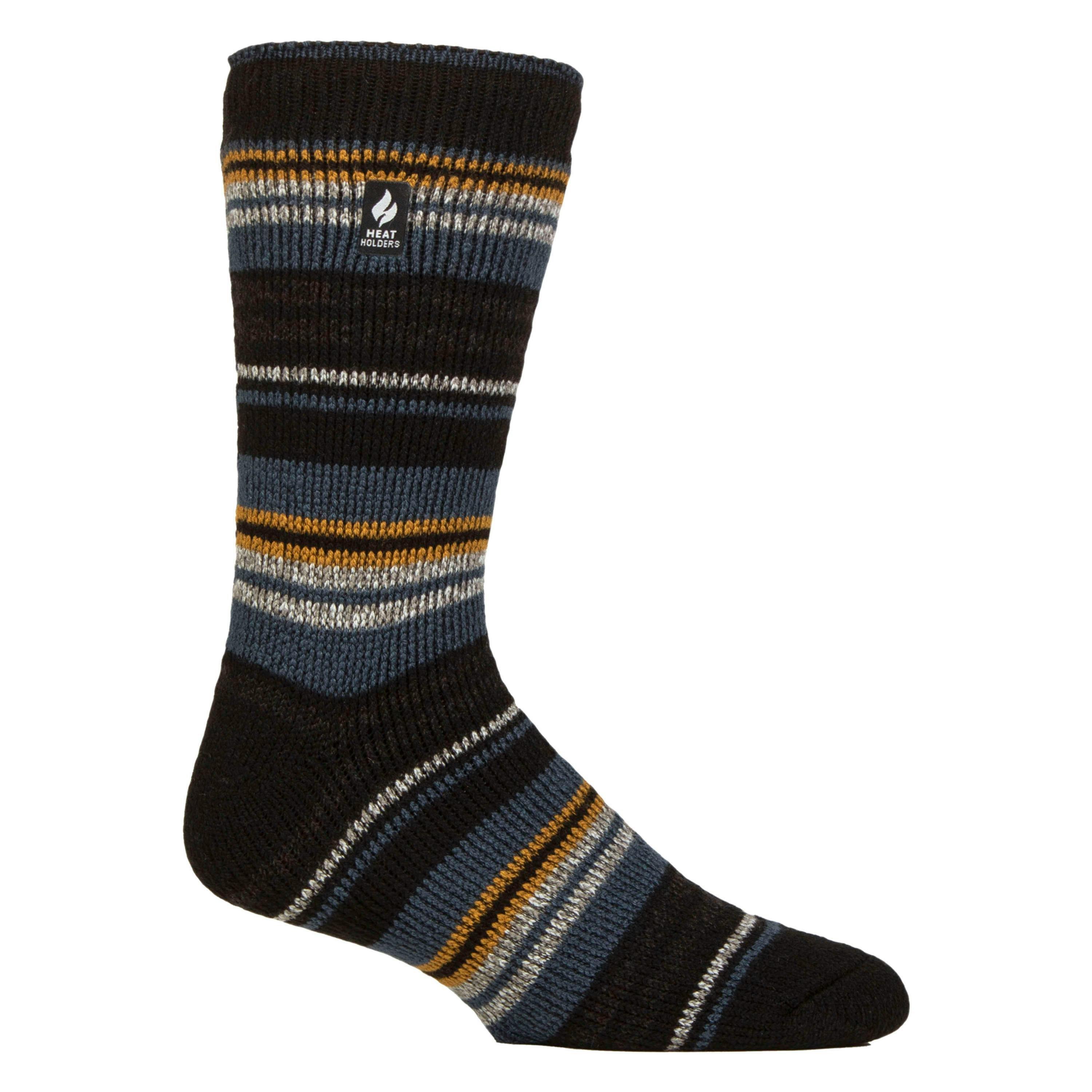 Mens Thermal Patterned Brushed Socks with Stripes for Winter , view 1 of 5