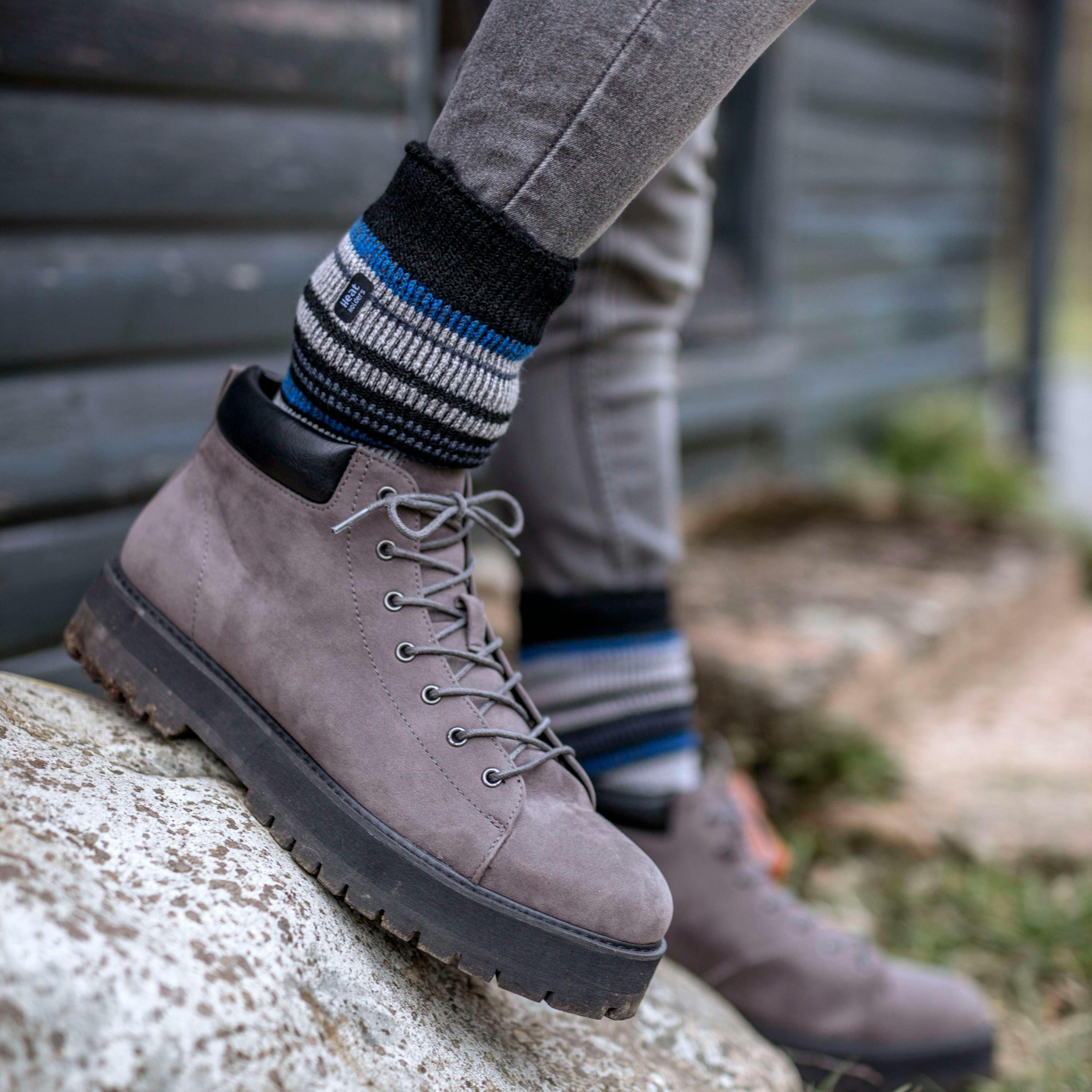 Mens Thermal Stripe Pattern Socks for Winter , view 4 of 5