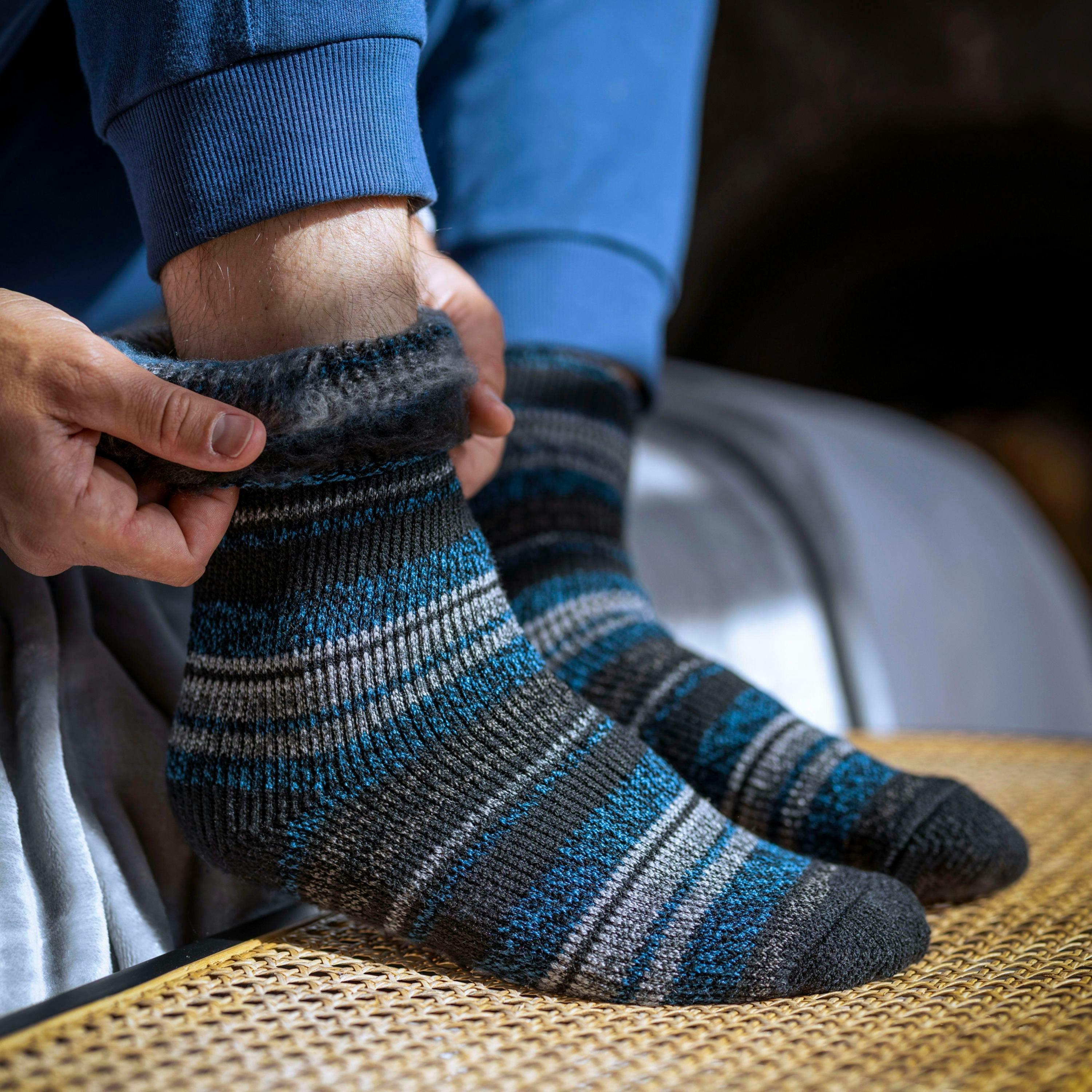 Mens Thermal Stripe Pattern Socks for Winter , view 5 of 5