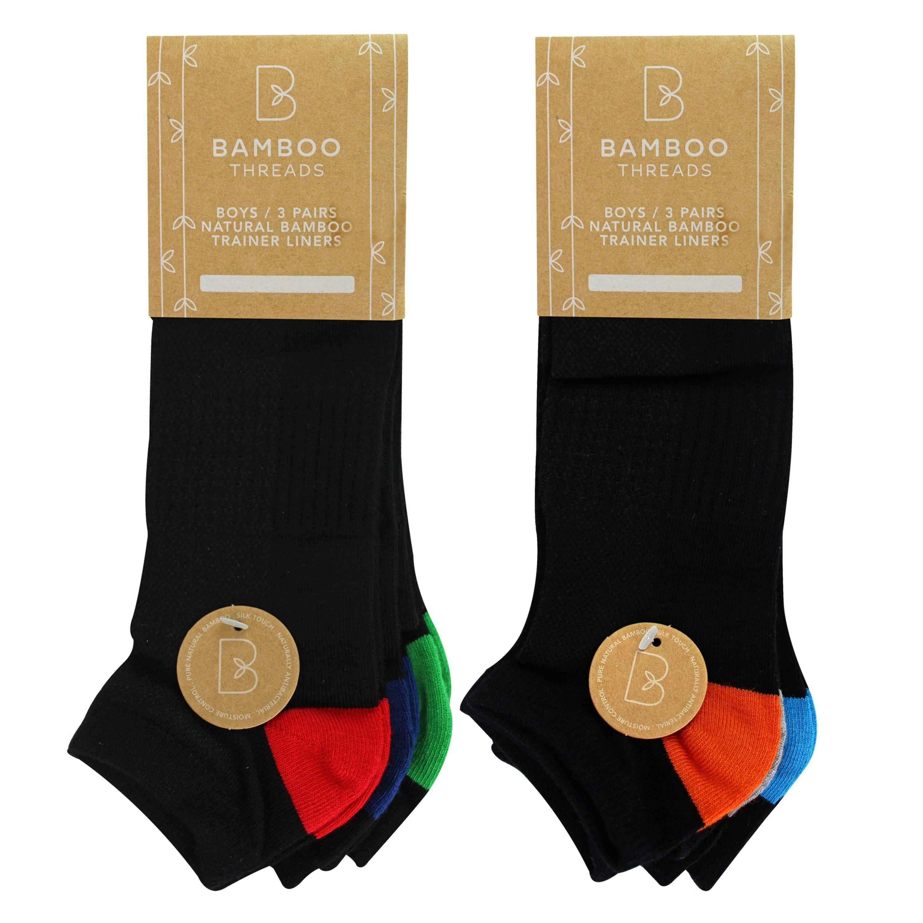 6 Pack Boys Bamboo Trainer Socks | Kids Black Low Cut Heel & Toe Socks , view 2 of 5