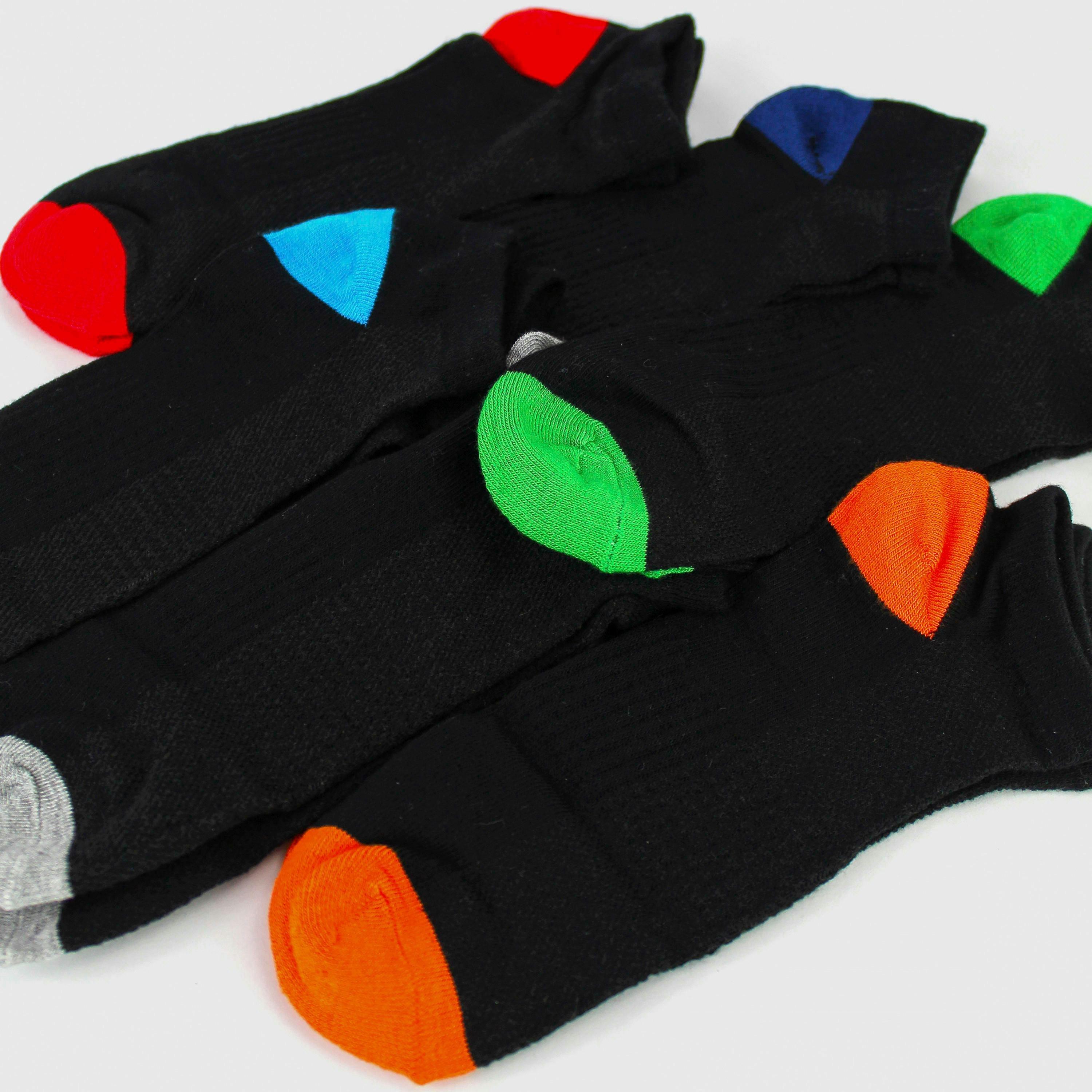 6 Pack Boys Bamboo Trainer Socks | Kids Black Low Cut Heel & Toe Socks , view 4 of 5