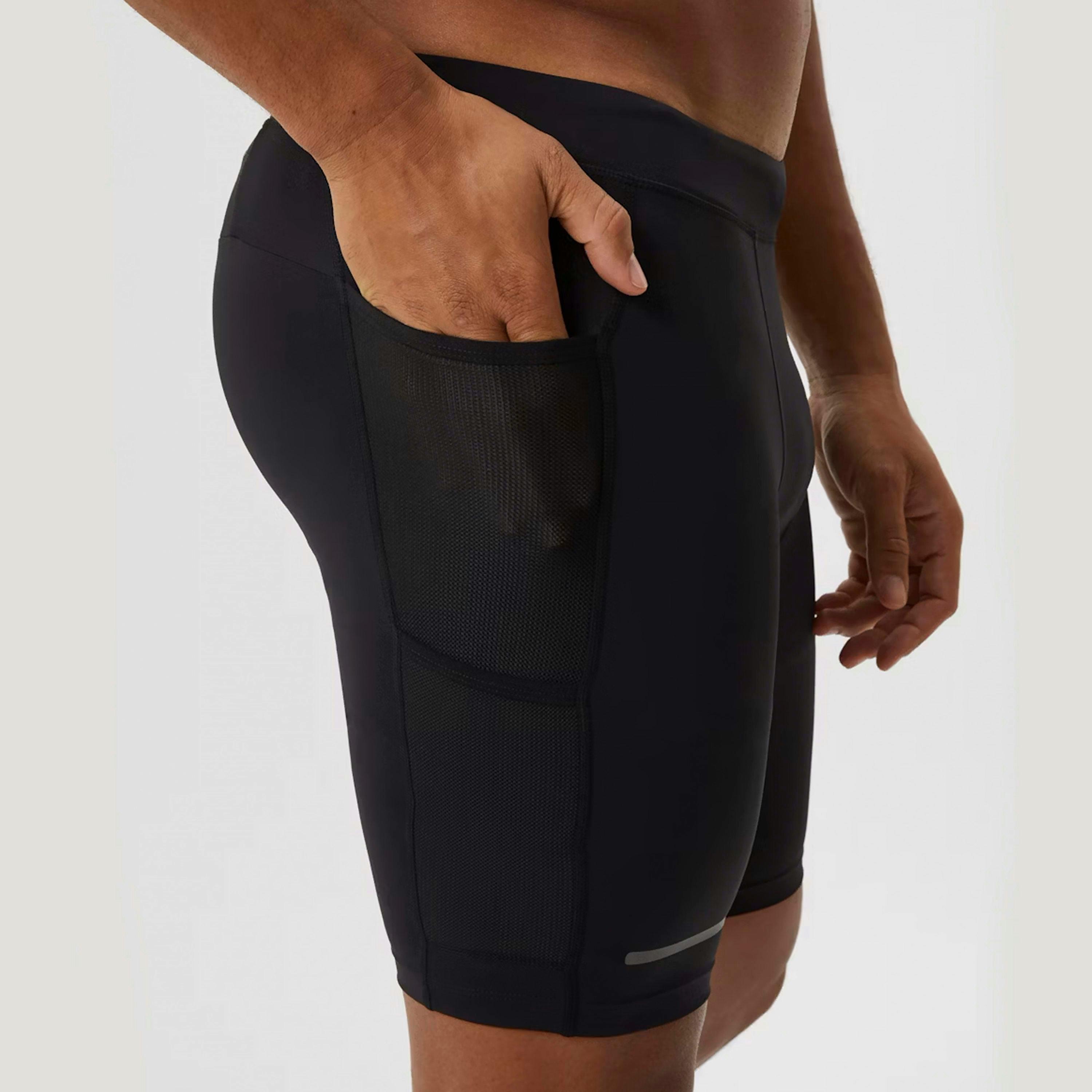 Mens Running Short Tights With Reflective Strip , view 3 of 3