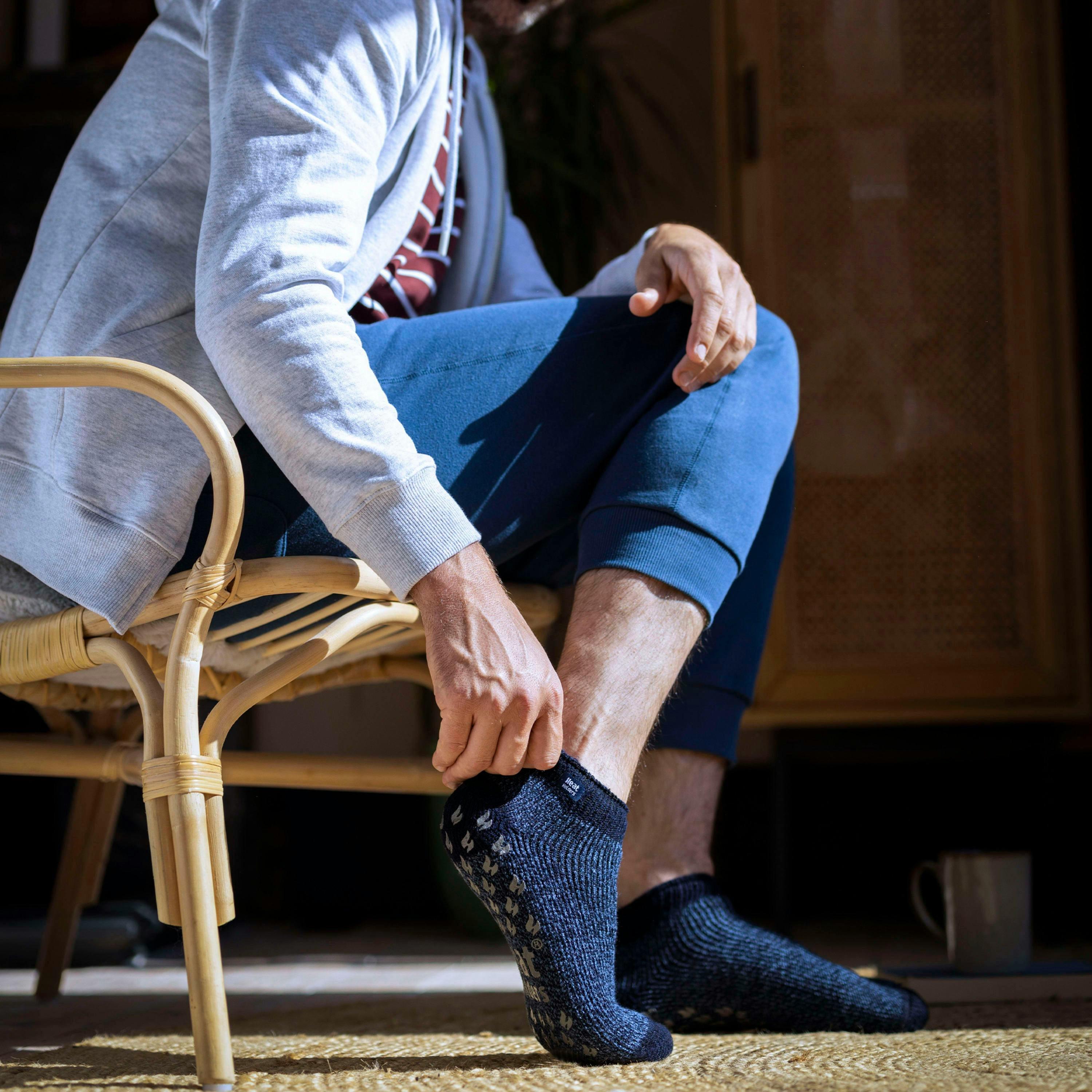6 Pairs Mens 2.3 TOG Non Slip Low Cut Ankle Thermal Slipper Socks , view 3 of 5