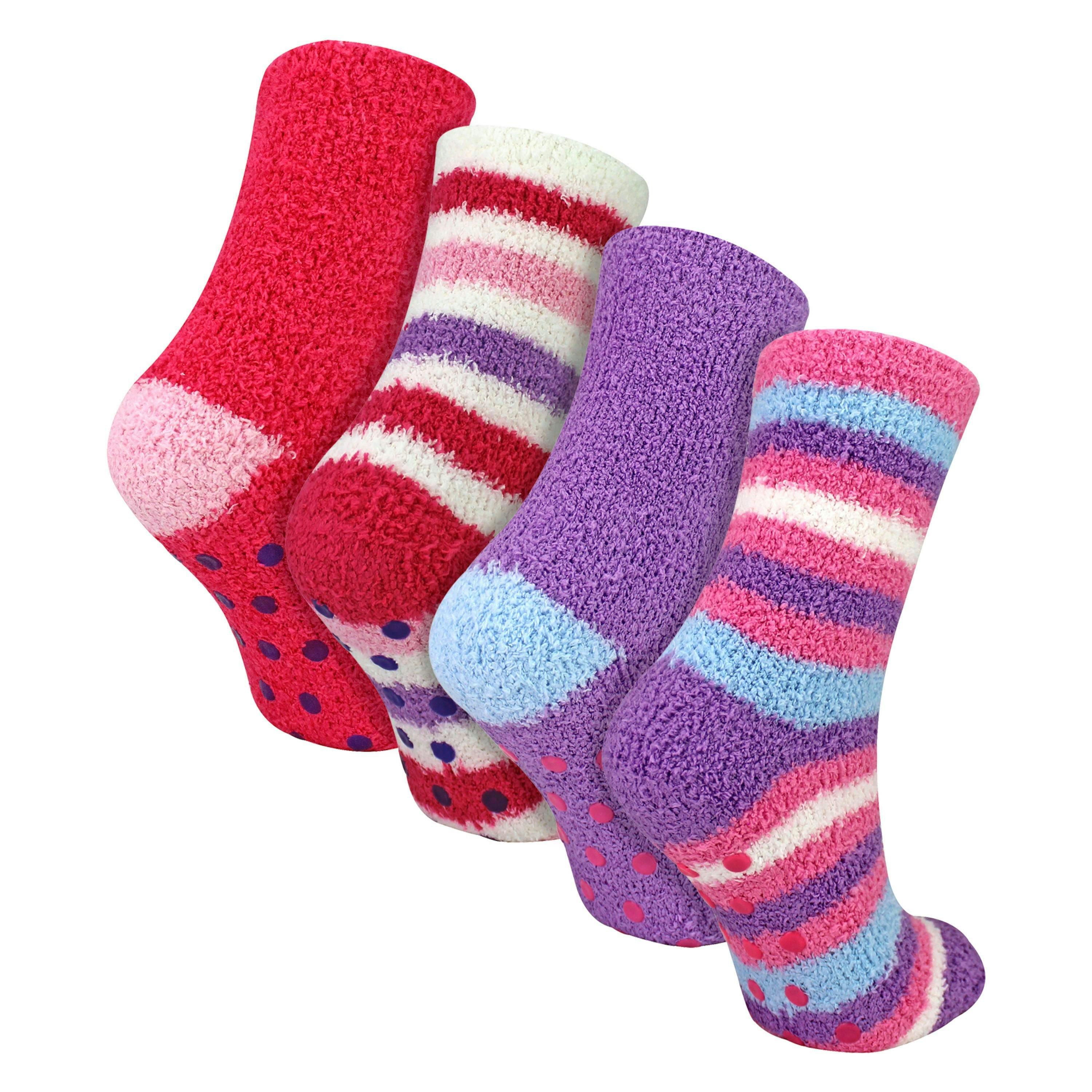4 Pack Girls Bed Socks - Warm Soft Cosy Winter Everyday Comfort , view 1 of 5