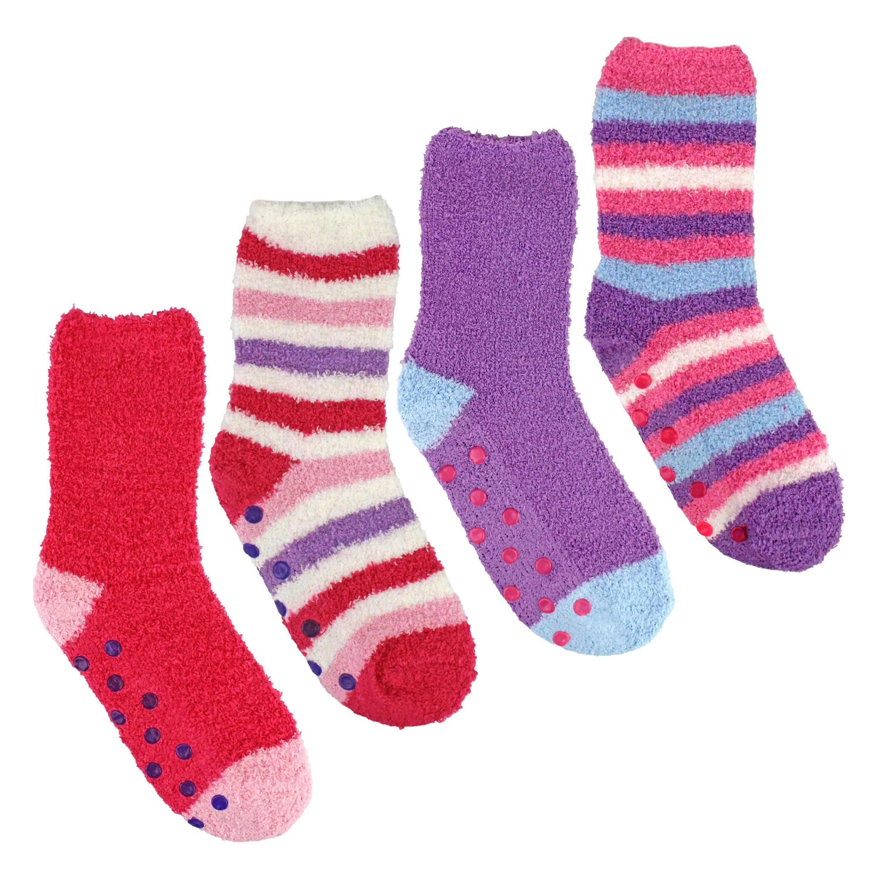 4 Pack Girls Bed Socks - Warm Soft Cosy Winter Everyday Comfort , view 3 of 5