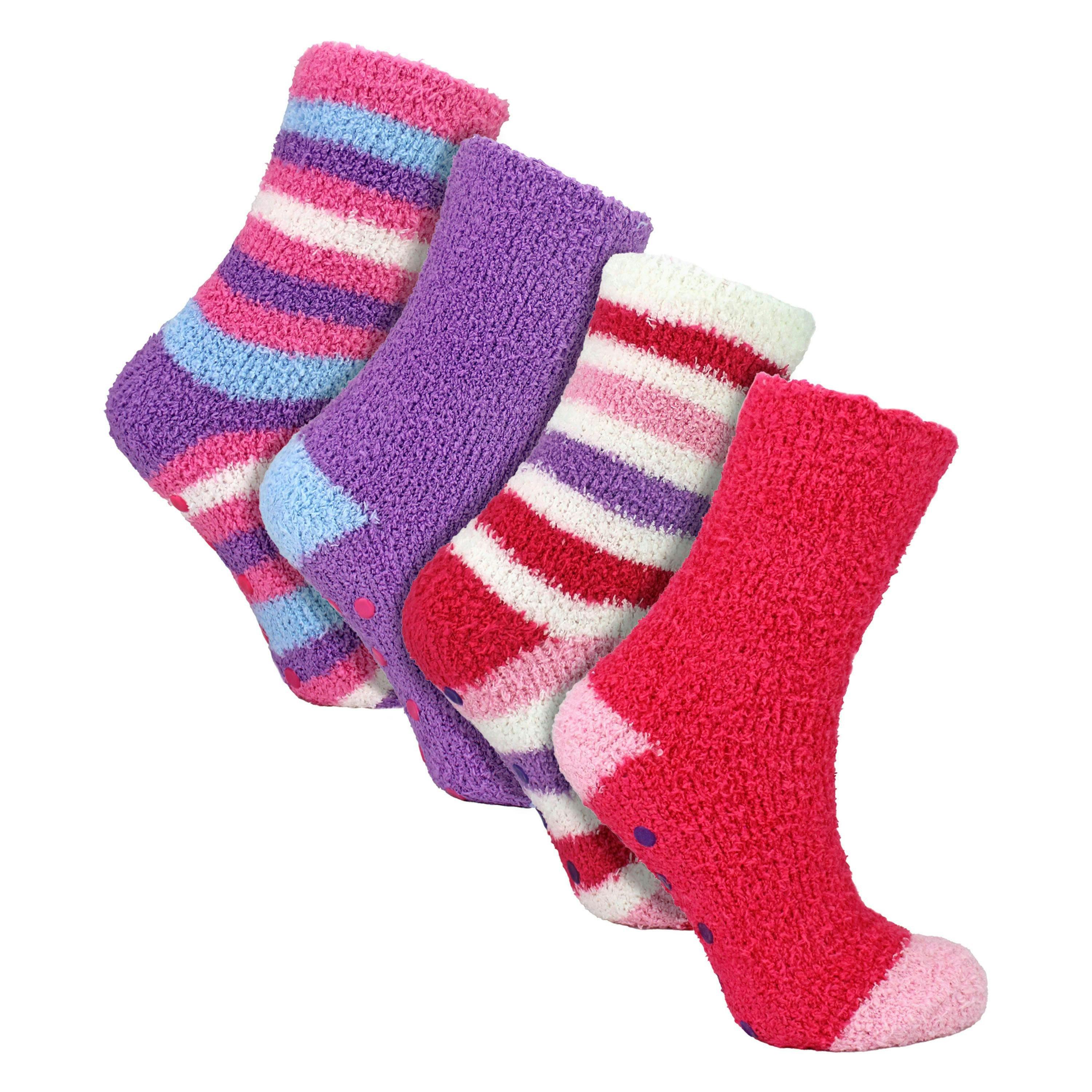 4 Pack Girls Bed Socks - Warm Soft Cosy Winter Everyday Comfort , view 4 of 5