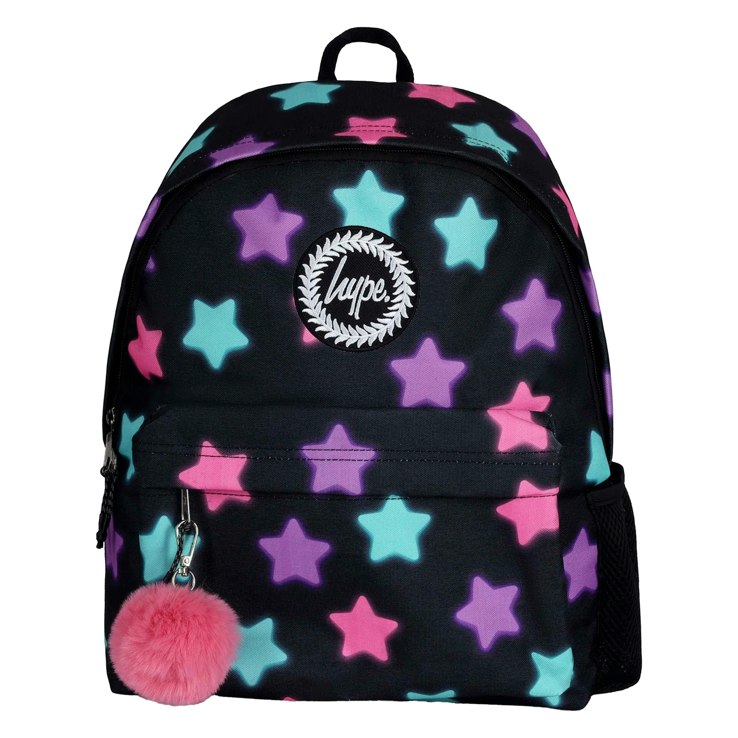 Unisex Black Star Print Backpack with Padded Straps | School Travel Bag , view 1 of 5